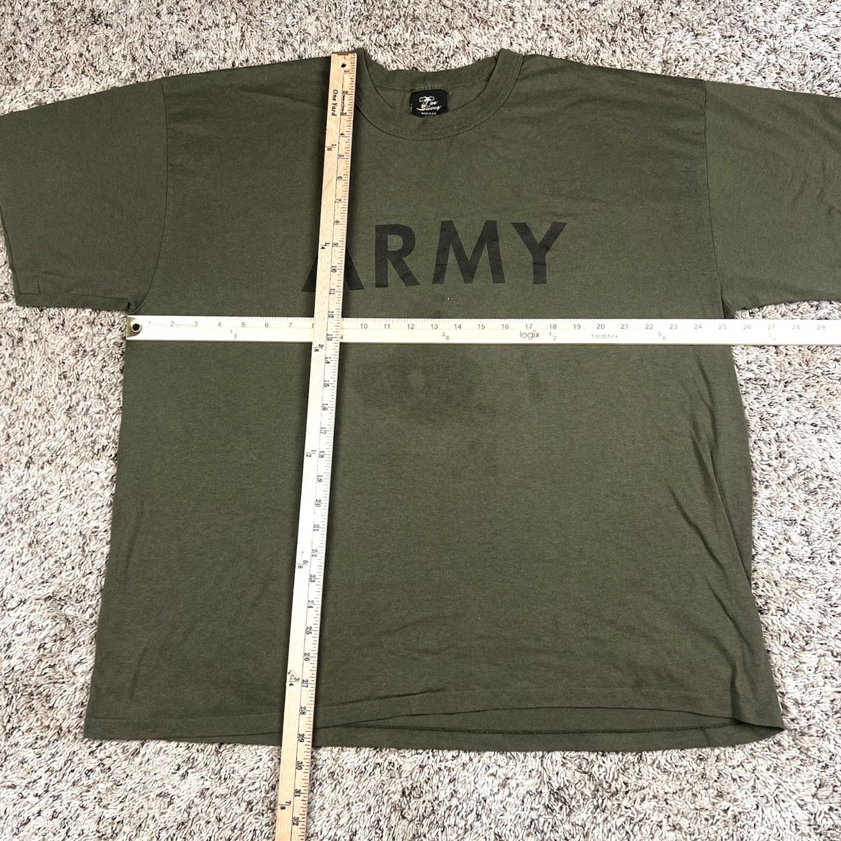 Vintage VINTAGE Tee Swing Army Spellout Graphic T-Shirt 2XL Green Army 90s 80s Military Single Stitch Shirt Mens Size US XXL / EU 58 / 5 - 7 Thumbnail