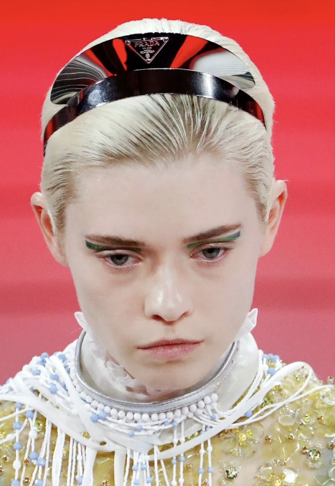 Prada 🔥Prada Runway triangle logo metal crown visor headband Size ONE SIZE - 2 Thumbnail
