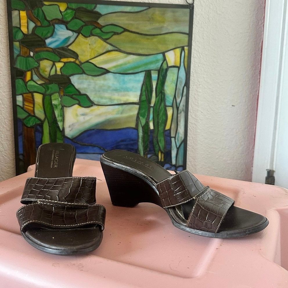 Other liz claiborne villager crocodile print sandal heels shoes Size US 7 / IT 37 - 1 Thumbnail