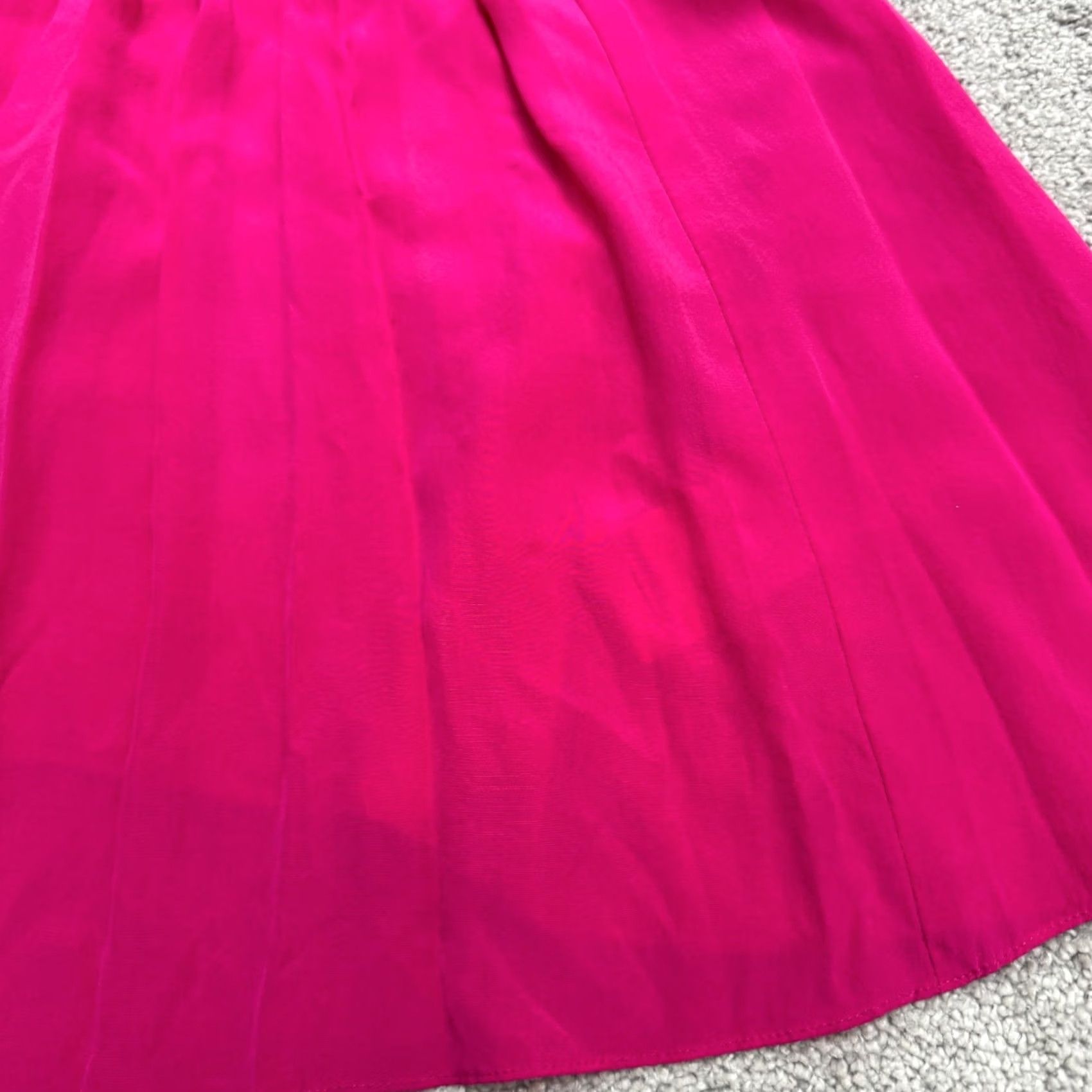Vintage Amour Vert Silk Pleated Fit & Flare A-Line Mini Dress Womens M Pink V-Neck Sleeveless Size M / US 6-8 / IT 42-44 - 7 Thumbnail