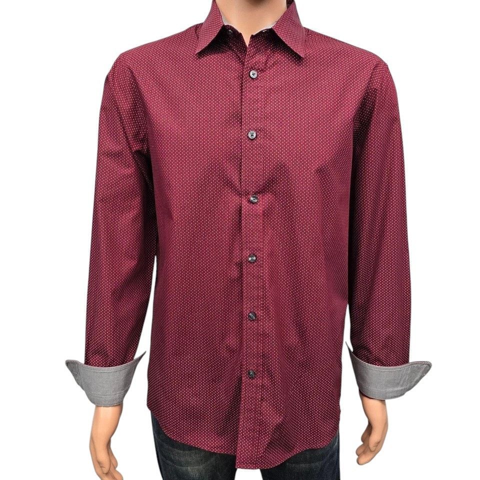 Michael Kors Michael Kors Men Shirt Red Dot Print Contrast Flip Cuff L Size US L / EU 52-54 / 3 - 4 Thumbnail