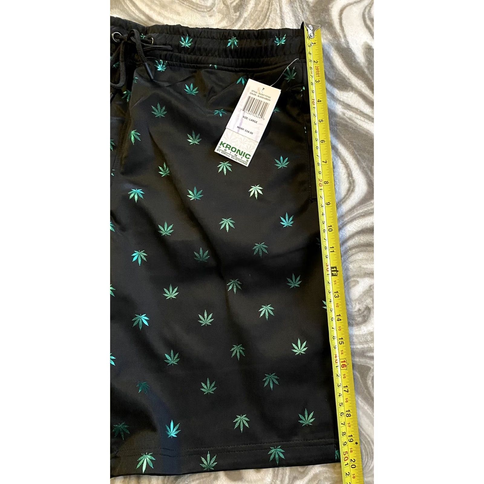 Vintage Drill Clothing Men Bottom Shorts L Black/Green Kronic Prints 420 Ganja Paisley Pockets Size US 33 - 6 Thumbnail