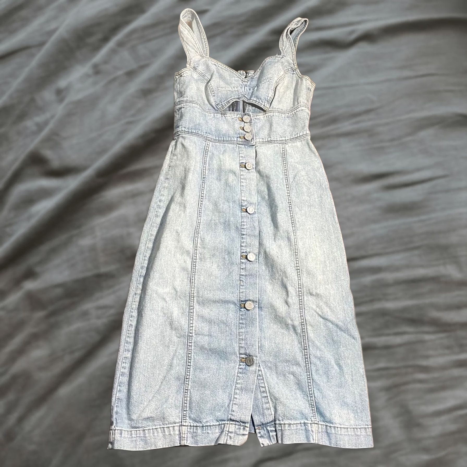 Rebecca Taylor Rebecca Taylor LA VIE Denim Dress Women's XS Forget Me Not Blue Cut-Out Sleeveless