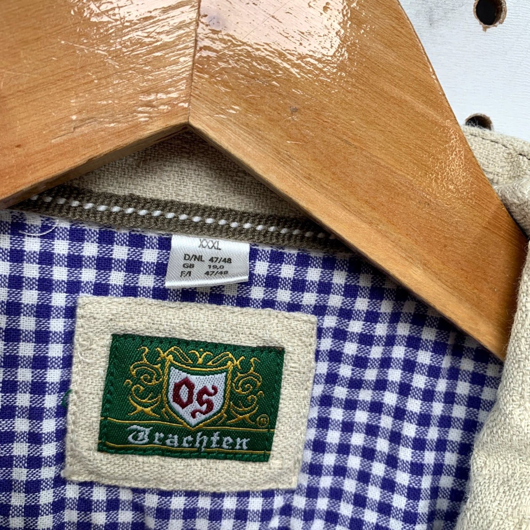 Vintage VINTAGE OS Trachten Button Shirt Mens 3XL Blue White Checkered German Bavarian Size US XXL / EU 58 / 5 - 2 Thumbnail