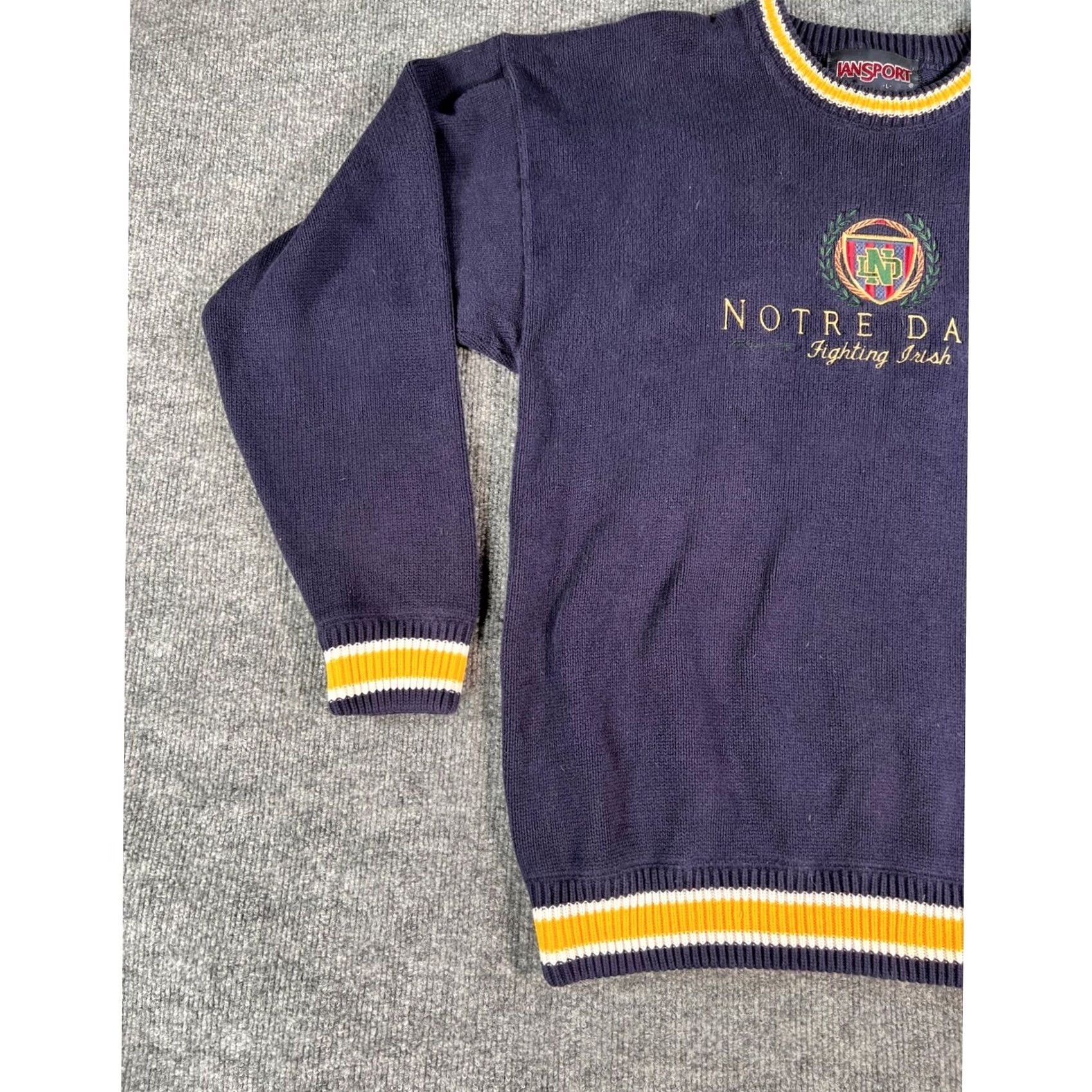 Jansport VINTAGE JanSport Notre Dame Sweater Mens Large Navy Blue Fighting Irish Knit Size US L / EU 52-54 / 3 - 4 Thumbnail