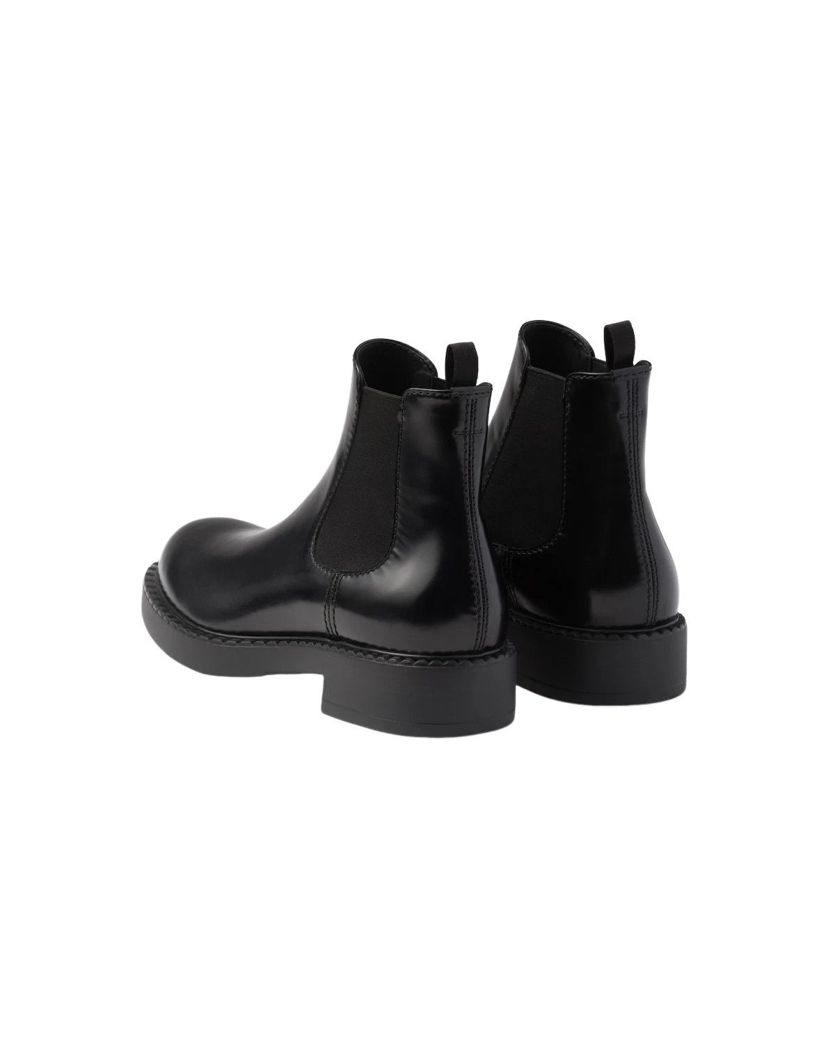 PRADA Black Brushed Leather Chelsea Boots New