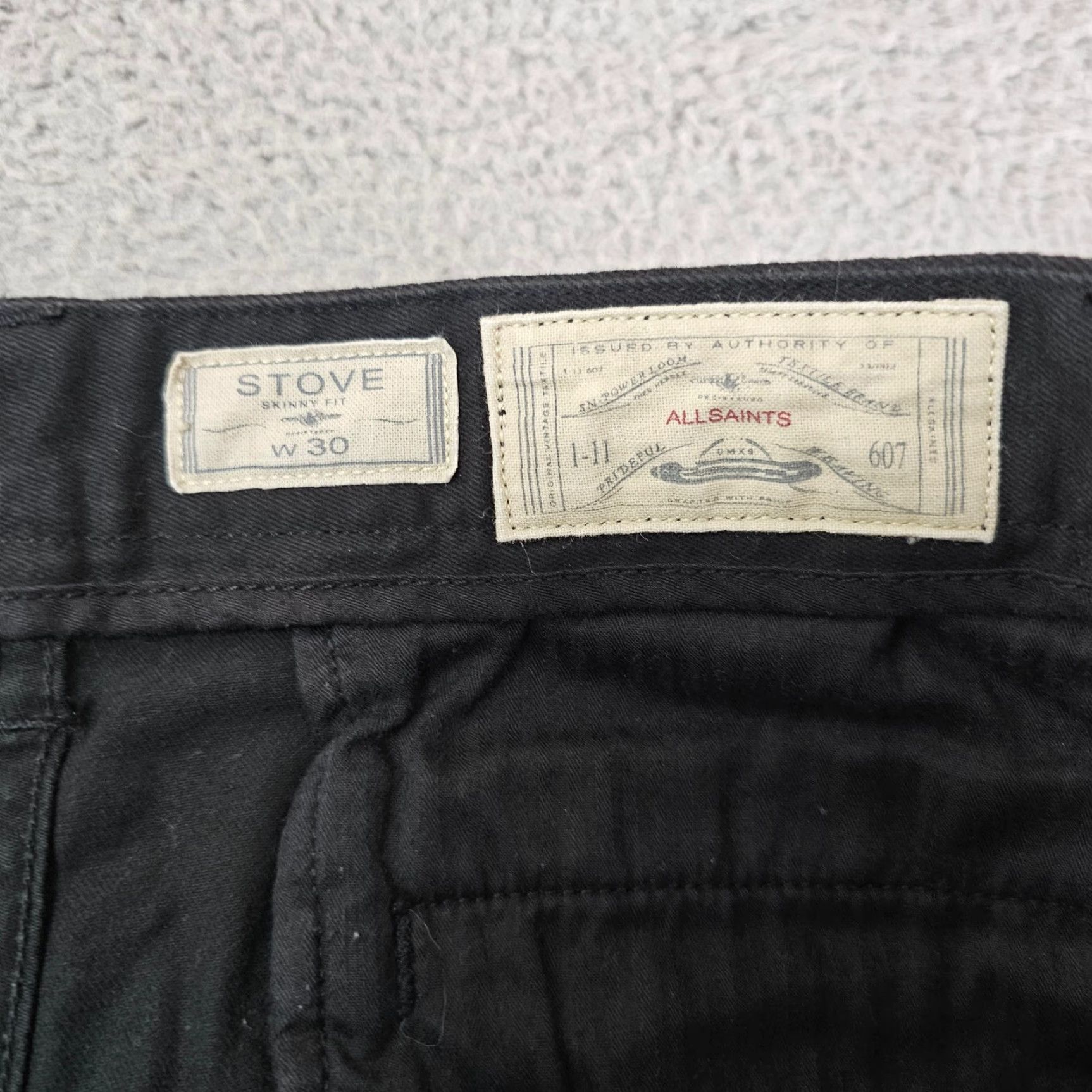 Allsaints AllSaints Pants Mens Slim Chino 30x30 Black Cotton Stretch Skinny Fit casual casual Travel 30 in Black Mens Pants Size US 30 / EU 46 - 3 Thumbnail