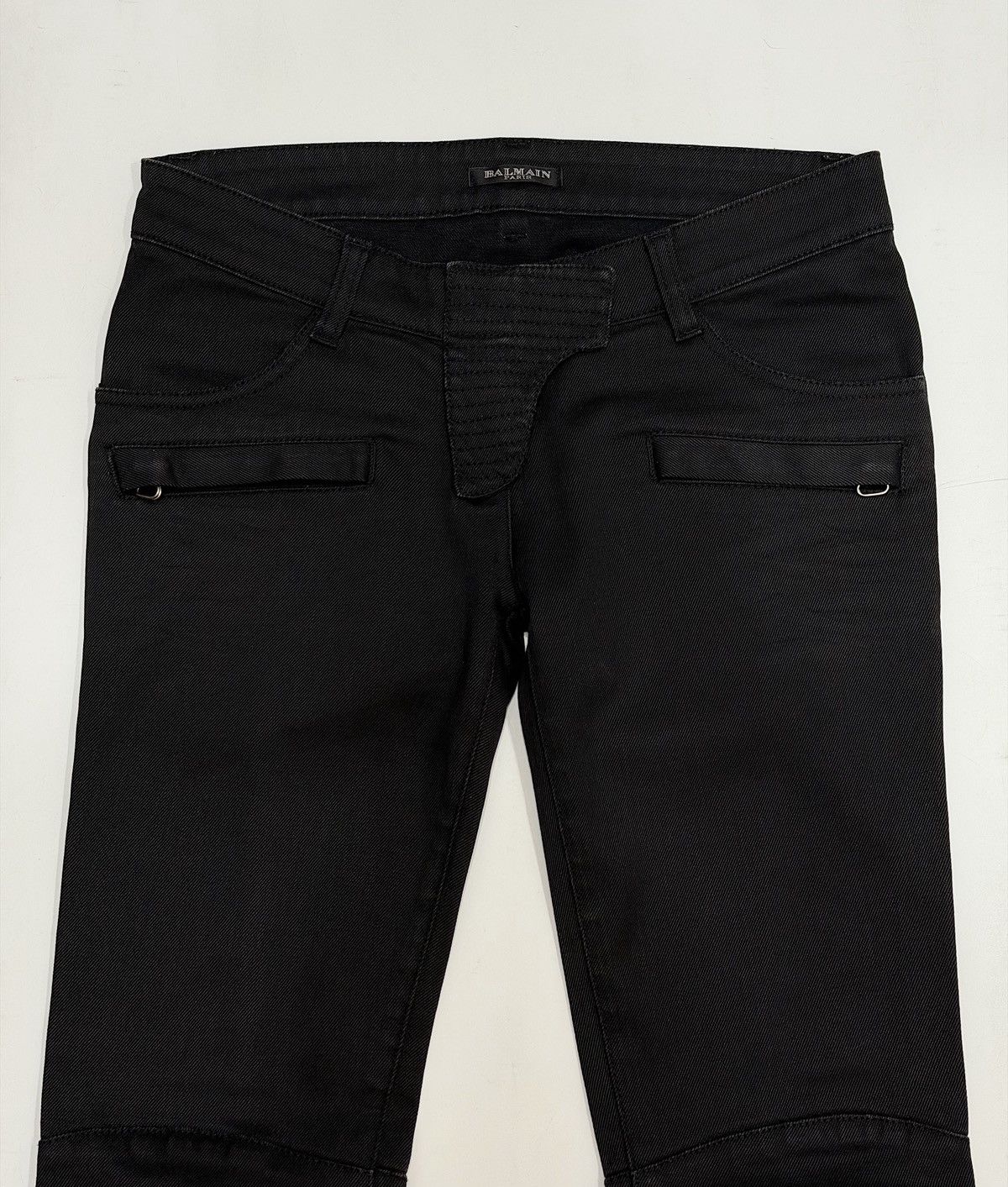 Balmain BALMAIN by Decarnin FW2009 Waxed Biker Black Denim Jeans zip Size US 28 / EU 44 - 4 Thumbnail