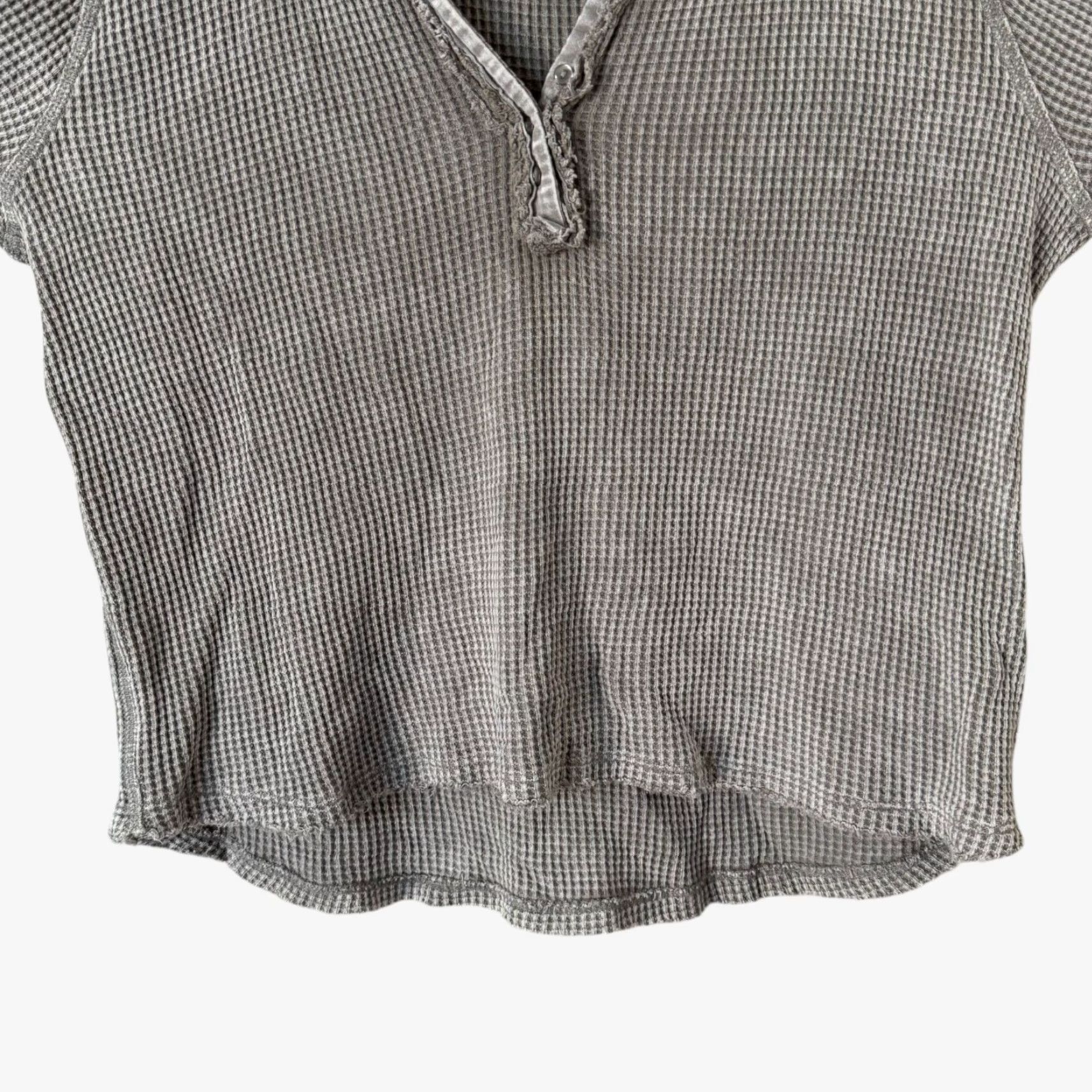Vintage Mono B Henley Top Gray Women's Large Mineral-Washed Distressed Long Sleeve Knit T-Shirt Size L / US 10 / IT 46 - 6 Thumbnail