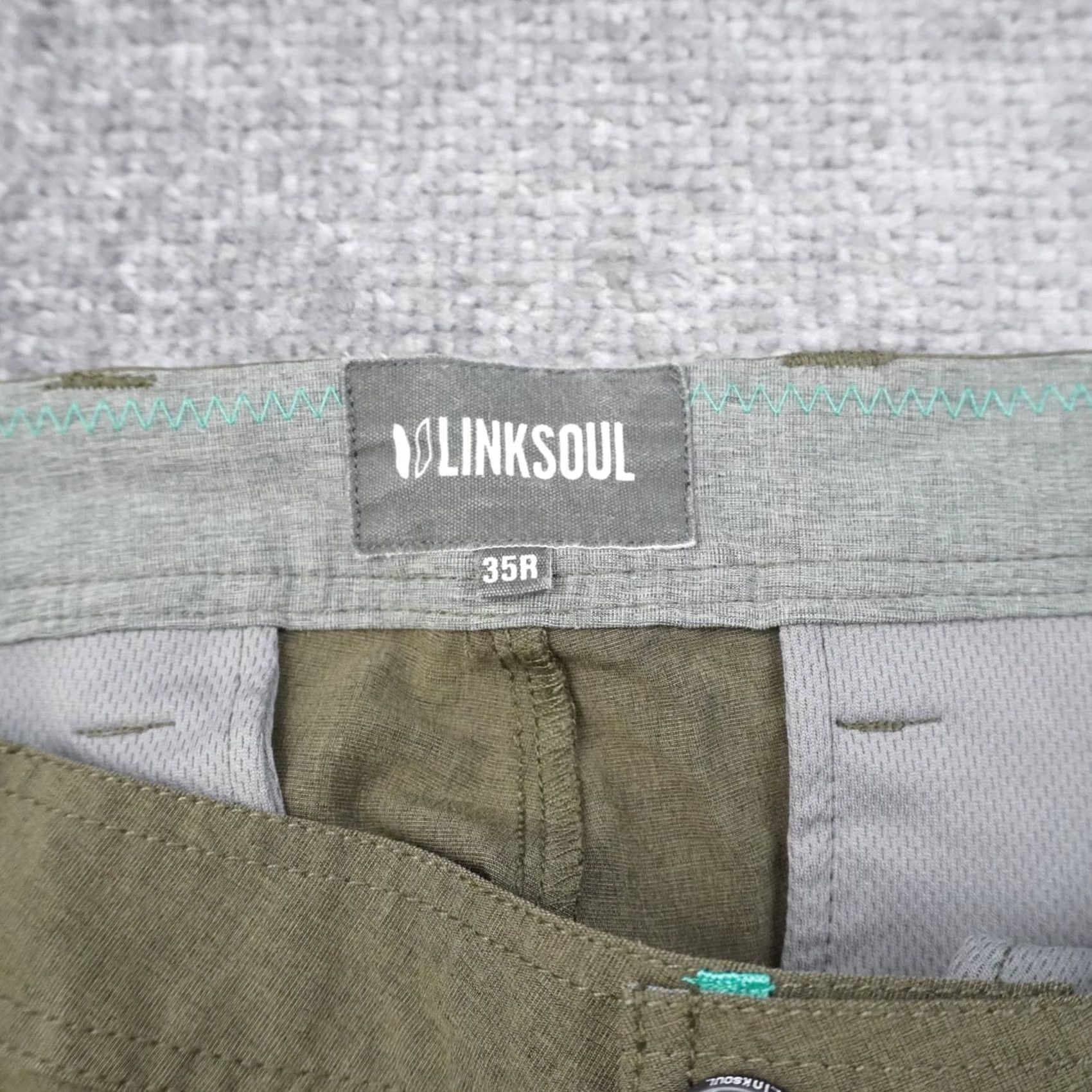 Vintage Linksoul Performance Golf Pants Mens 35x29 Olive Straight Leg Size US 35 - 3 Thumbnail