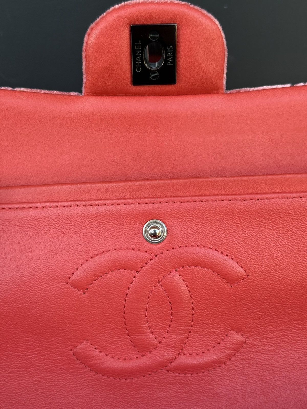 Chanel Chanel - 2014 - Pink Velvet Medium Double Flap Shoulder Bag Size ONE SIZE - 12 Thumbnail