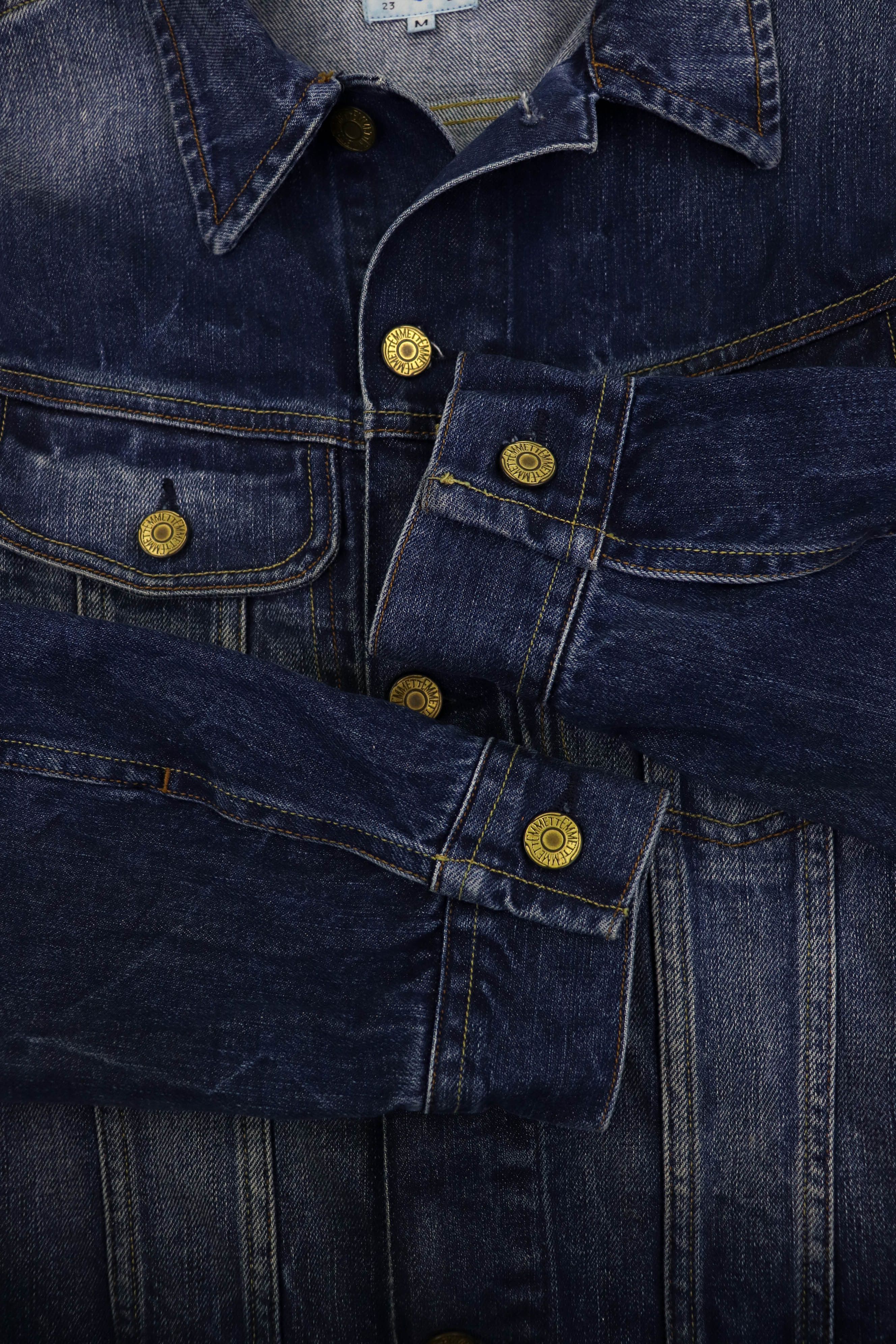 Emmett Emmett Bob Denim Used Indigo Blue Jeans Trucker Rider Jacket Size US M / EU 48-50 / 2 - 7 Thumbnail