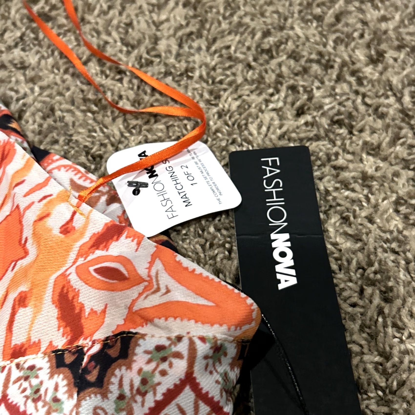 Fashion Nova Fashion Nova Beach Paradise Pant Set XL Orange Multicolor Polyester 2 Piece NWT Women Summer Casual Outfit/Set Women" Size 40" / US 18 - 5 Thumbnail
