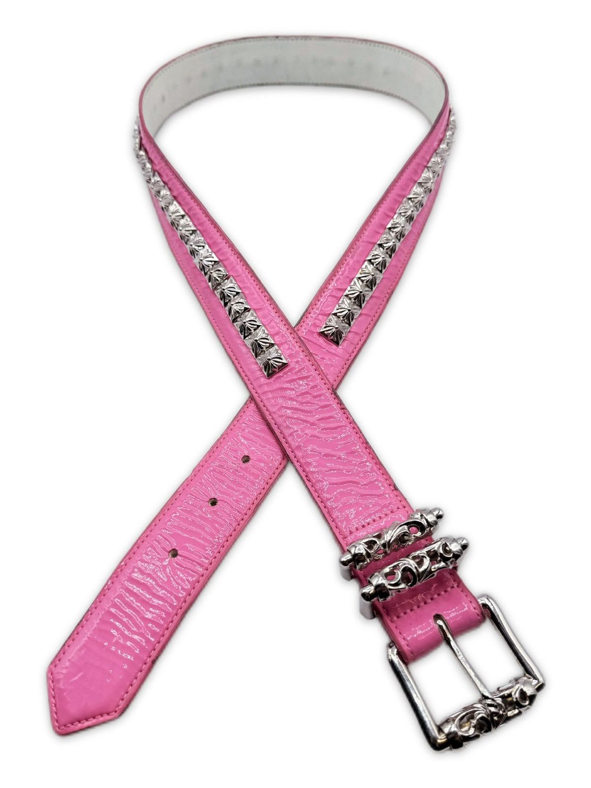 Chrome Hearts Chrome Hearts Pyramid Stud Leather Rhodium Pink Roller Belt Size 34 - 2 Thumbnail