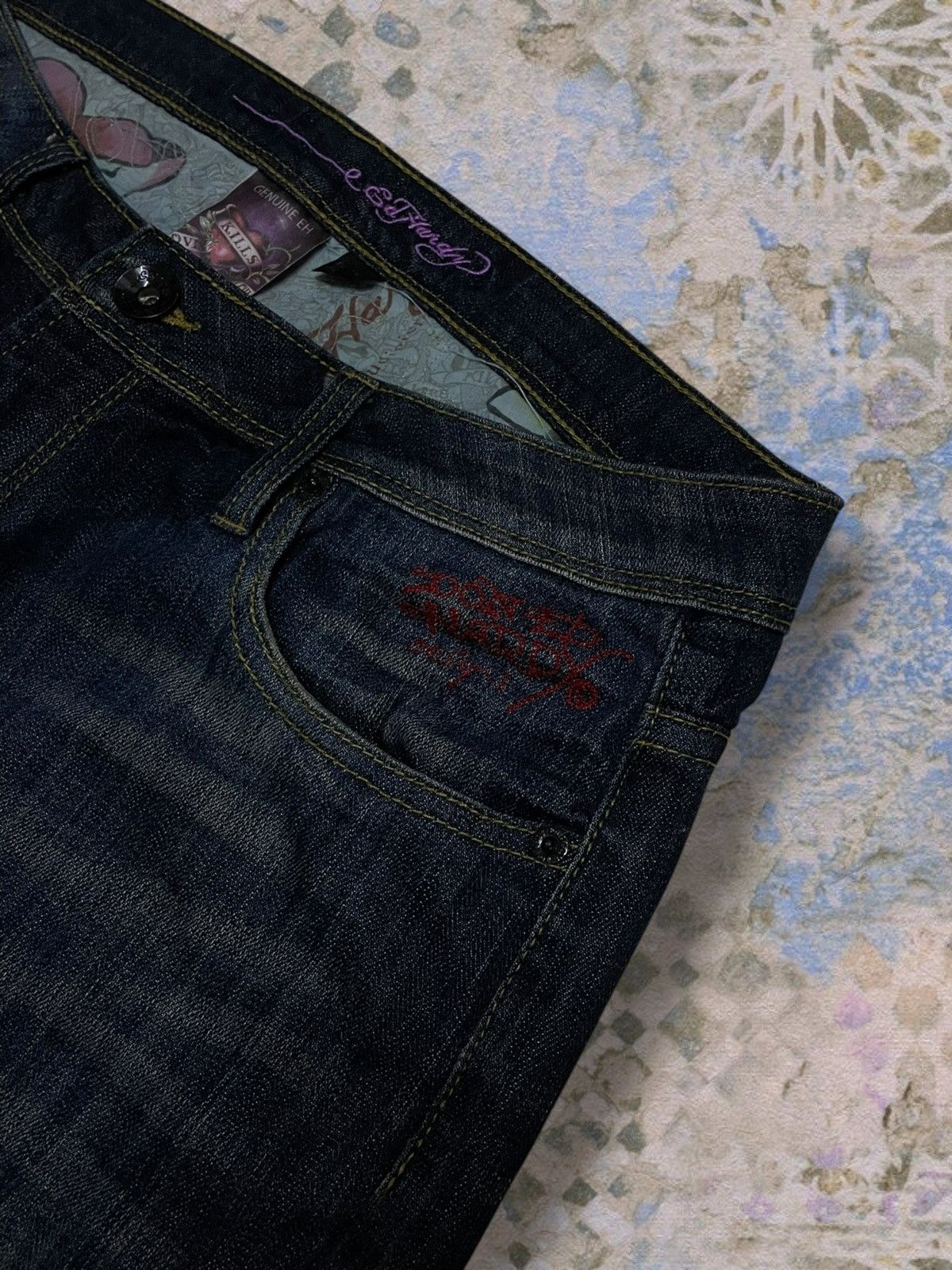 Christian Audigier Vintage 90s Authentic Designer Christian Audiger Skull Denim Size US 33 - 5 Thumbnail