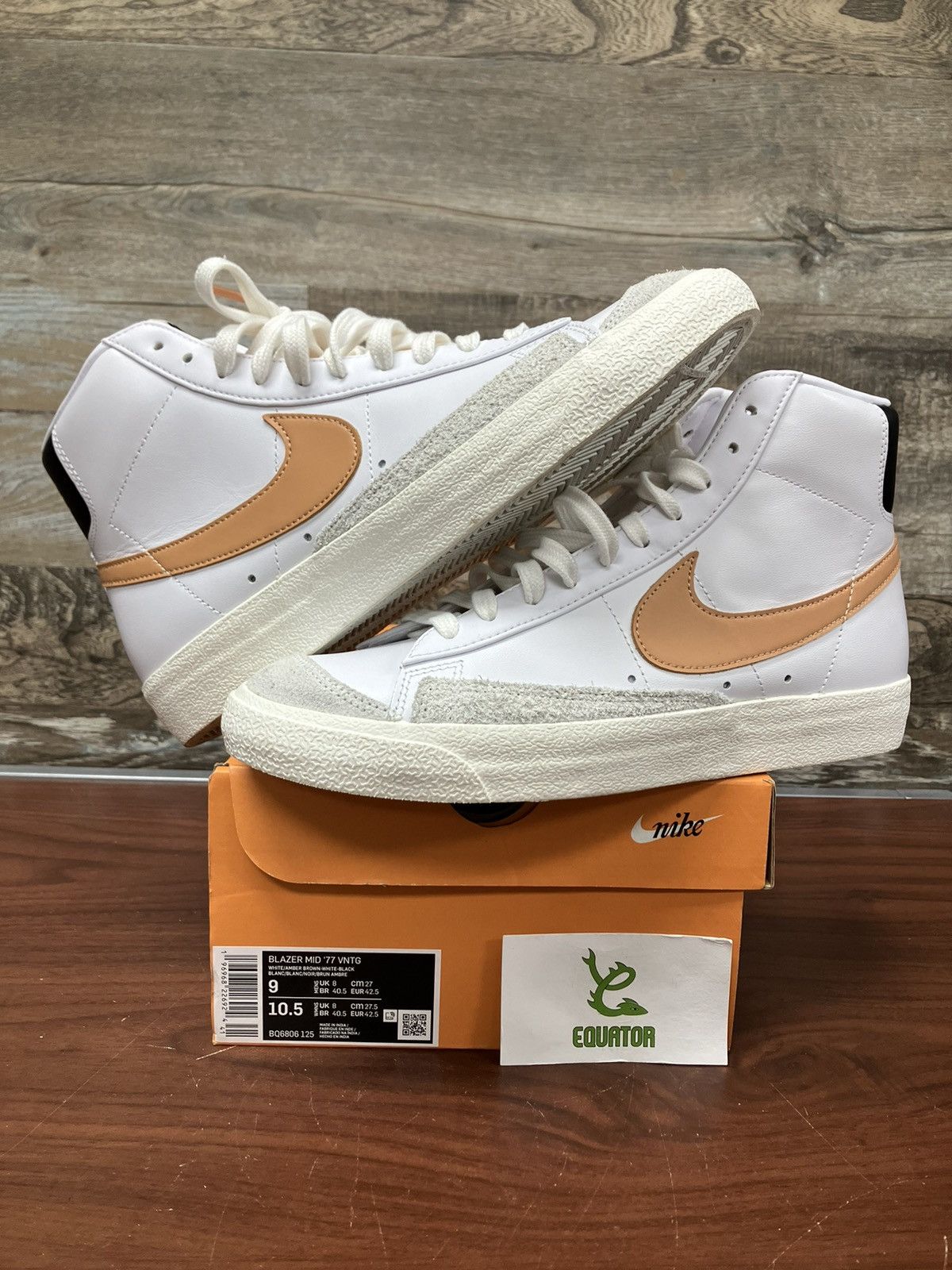 Nike~Men’s~Blazer Mid \'77 Vintage Shoes “White/Amber Brown” ~Size 10.5 Nike Nike Blazer Mid  main image 2