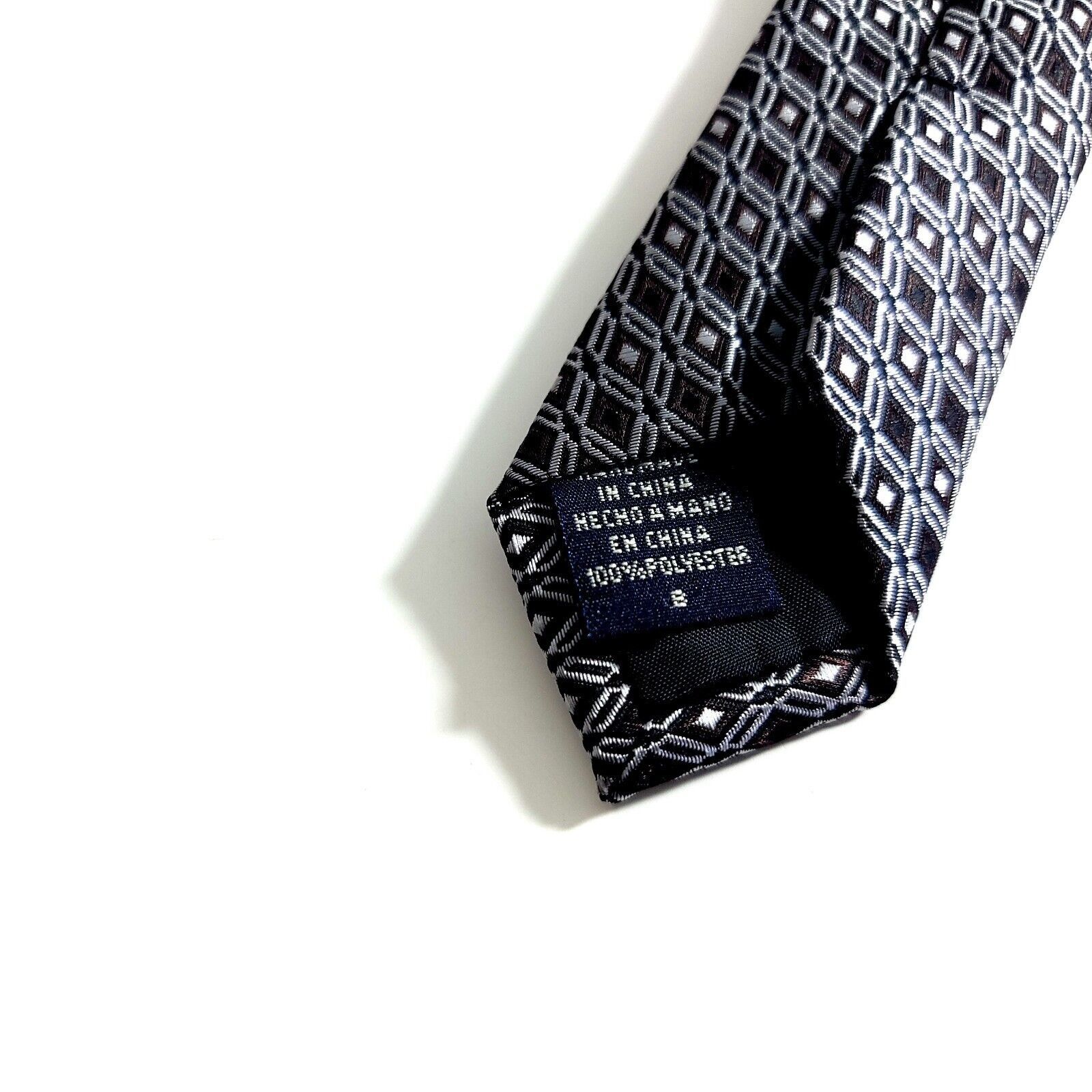 Van Heusen Van Heusen Polyester Woven Black Silver Brown Geometric Wide Size ONE SIZE - 4 Thumbnail