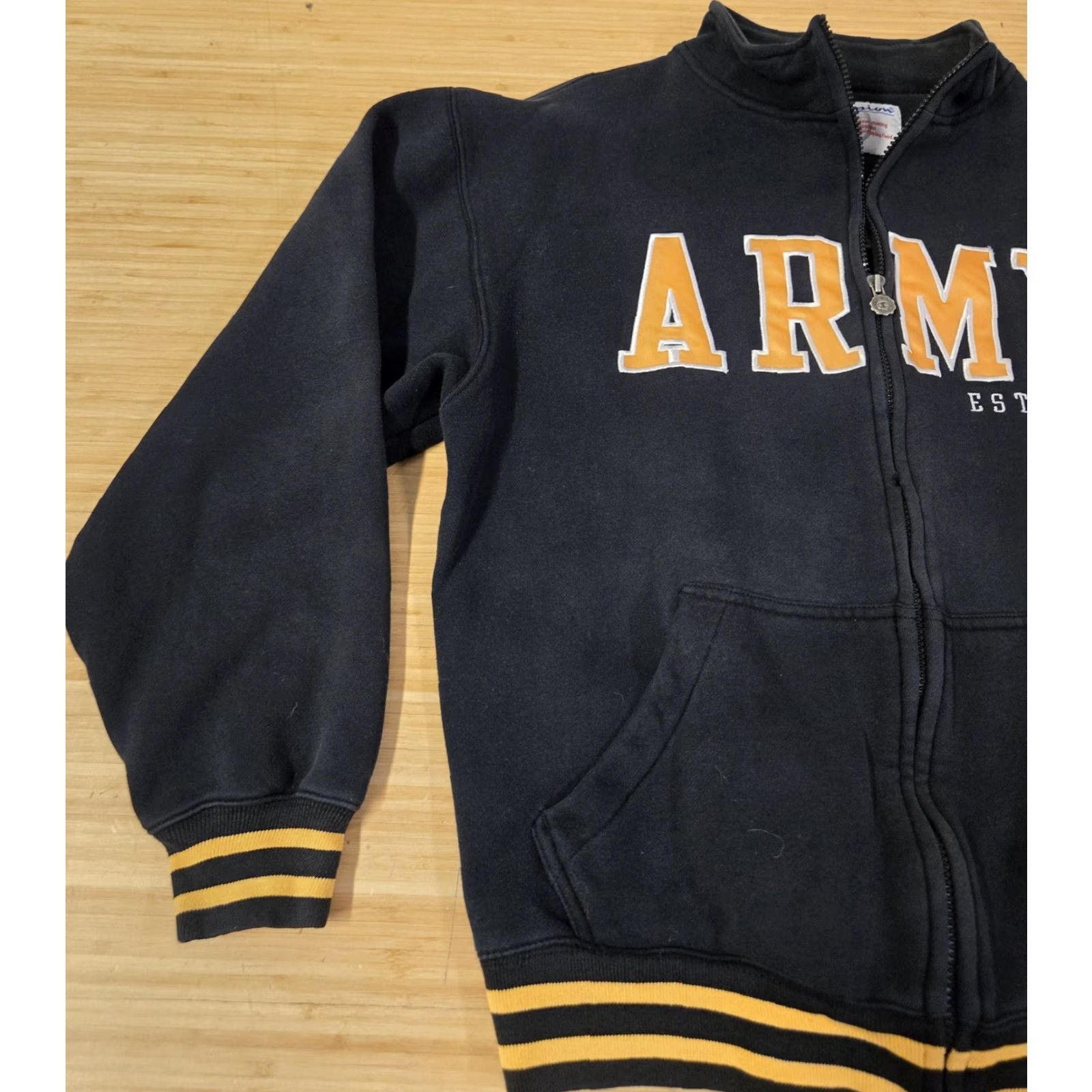 Champion Champion Jacket Mens L Full Zip Embroidered Eagle Patch 1775 Varsity Army USA 1775 Embroidered Patch Black Gold Cuffs Hem Size US L / EU 52-54 / 3 - 4 Thumbnail
