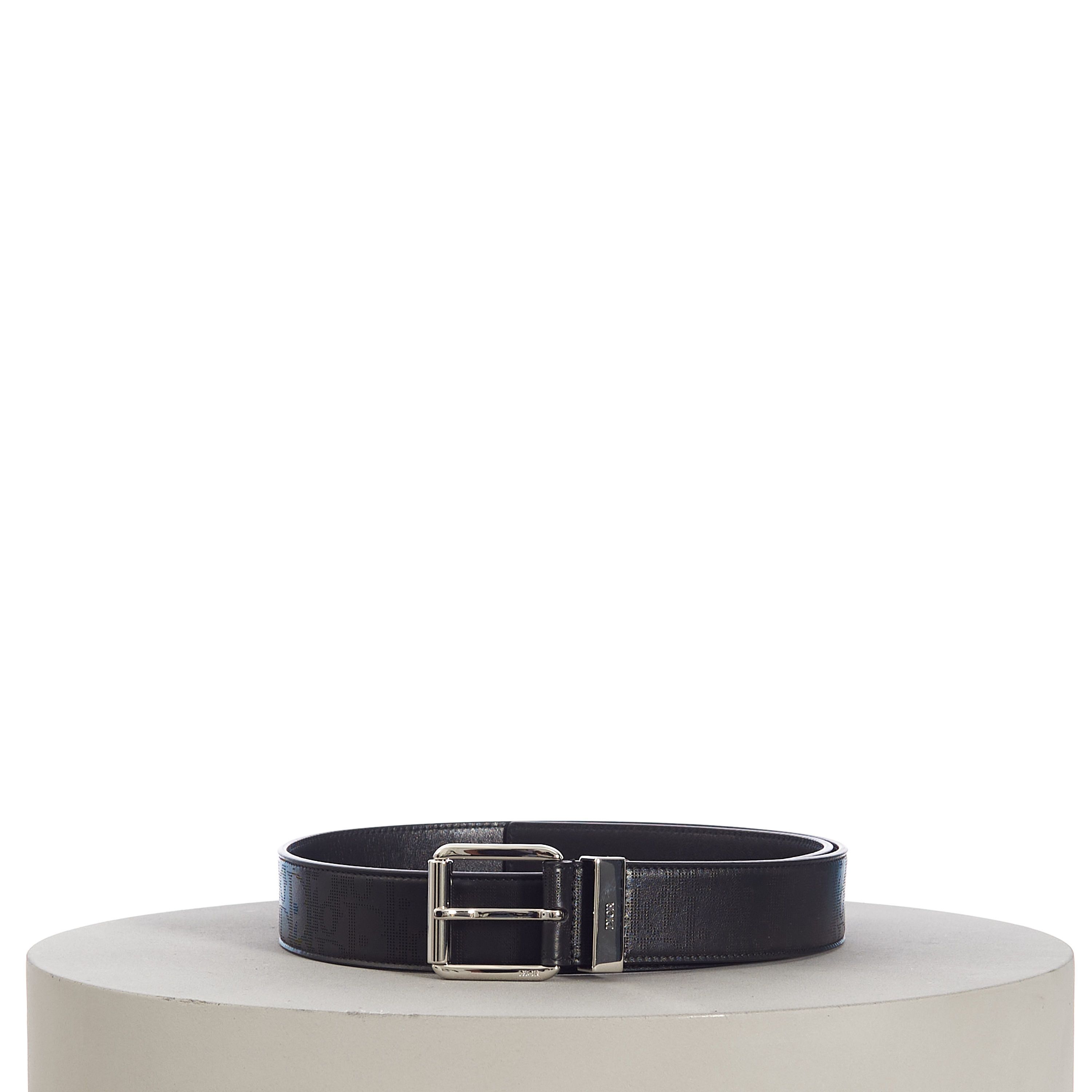 image of 35Mm Belt In Black Dior Oblique Galaxy Leather Size 95, Men's