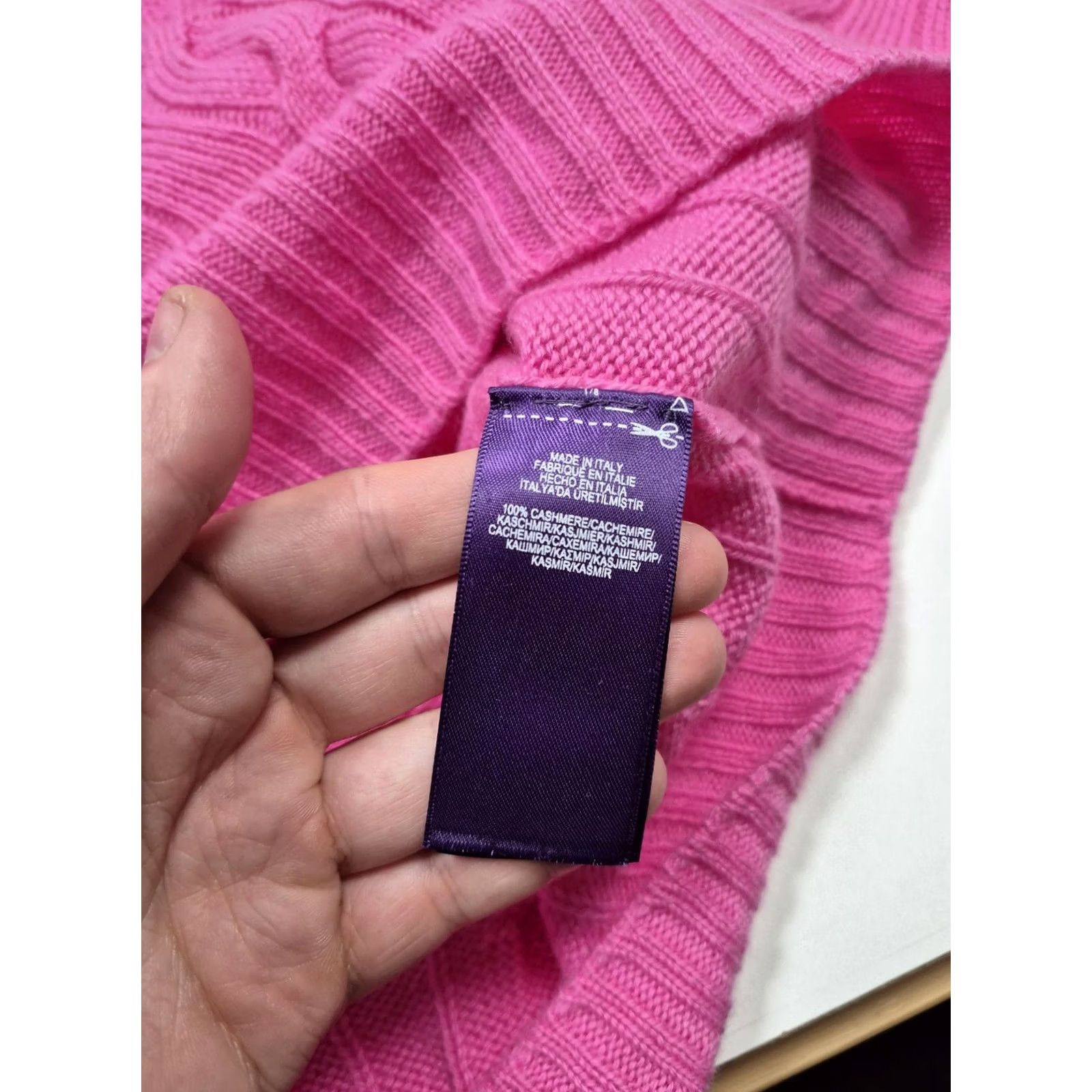 Ralph Lauren Ralph Lauren Purple Label Cashmere Sweater Cable Knit Italy Pink Women's XL FLAW Size XL / US 12-14 / IT 48-50 - 5 Thumbnail