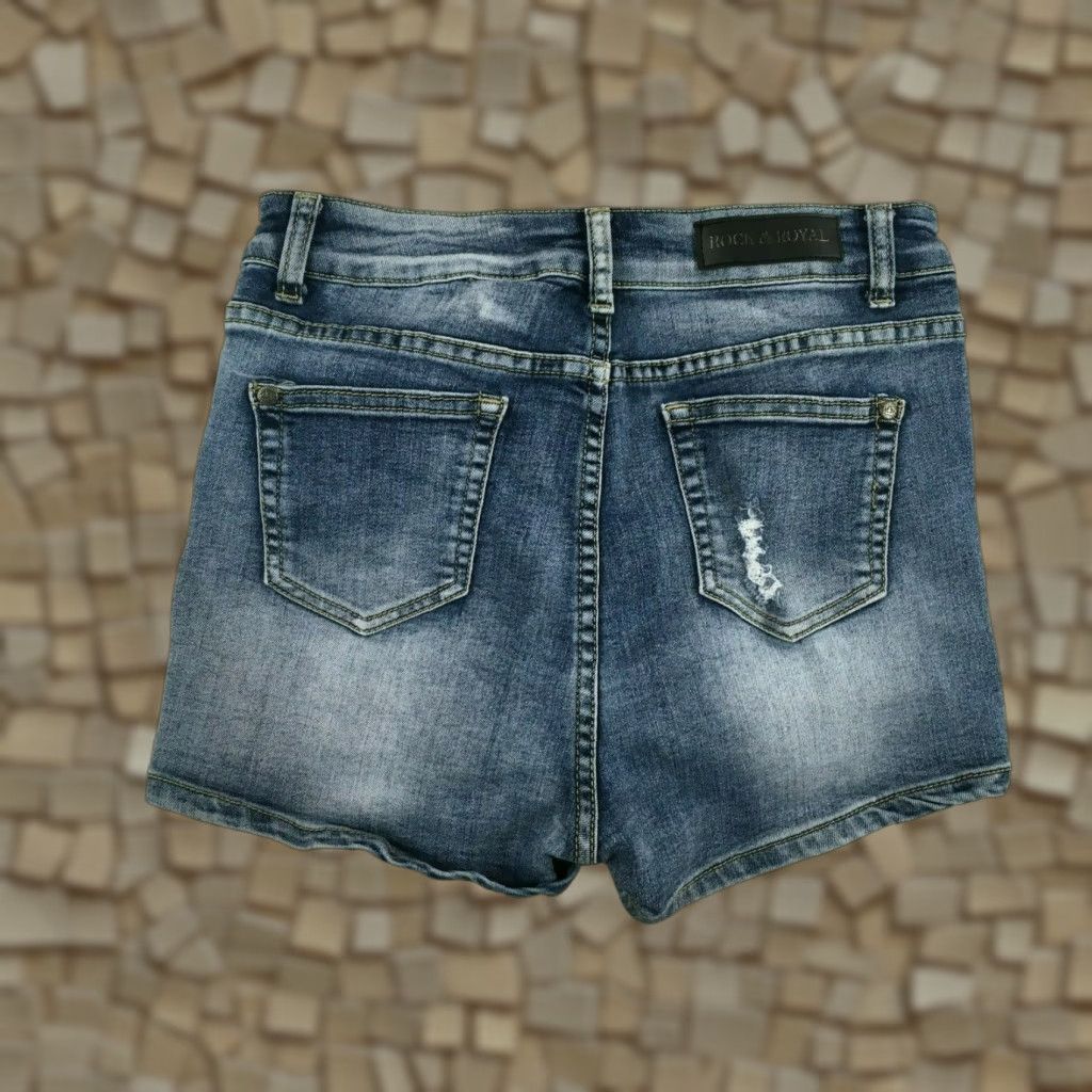 Denime Rock & Royal Jean Shorts Women's Medium Blue Denim Distressed Mid Rise Regular Size 32" / US 10 / IT 46 - 1 Thumbnail