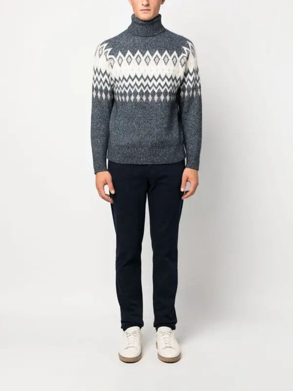 Brunello Cucinelli o1y0526 Turtleneck Sweater in Multicolor Size US L / EU 52-54 / 3 - 5 Thumbnail
