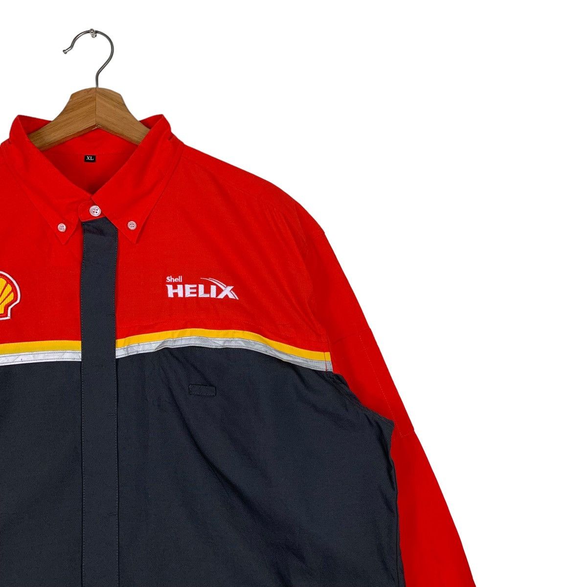 Other SHELL HELIX EMBROIDERY LOGO BUTTON UP SHIRT #0193-C10 Size US XL / EU 56 / 4 - 6 Thumbnail