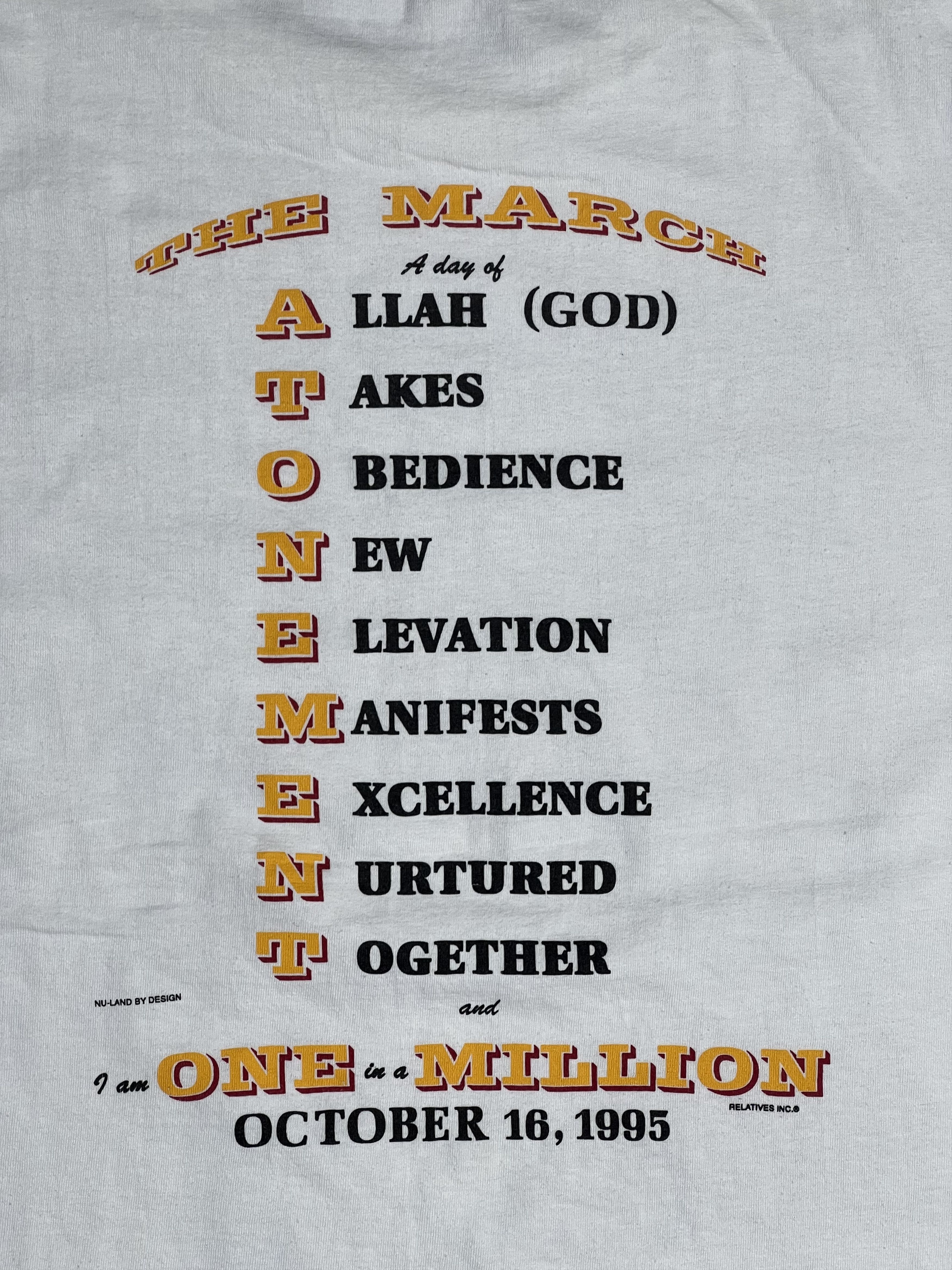 Rap Tees Vintage 90s Million Man March Art Tee (XL) GTMD855 Size US XL / EU 56 / 4 - 7 Thumbnail