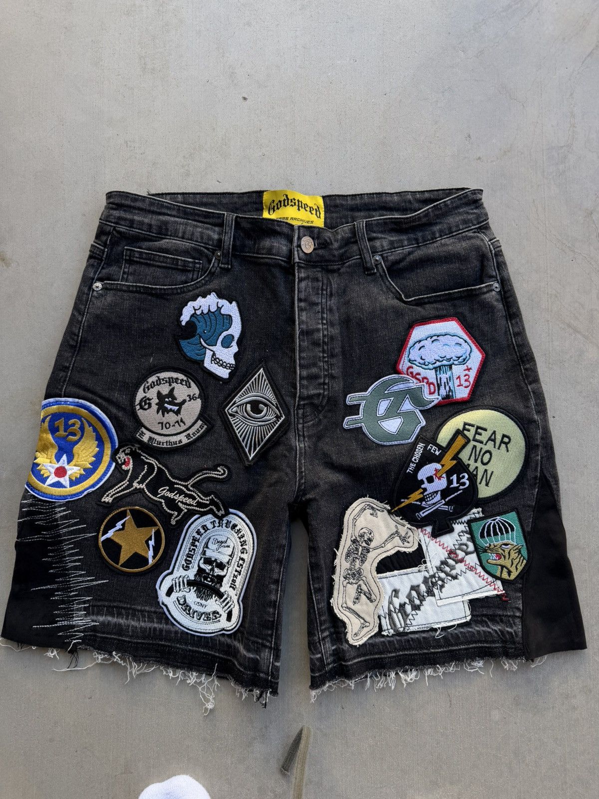 Godspeed Godspeed Patchwork Denim Shorts Black V2 Size 34 Men’s Size US 34 / EU 50 - 1 Thumbnail