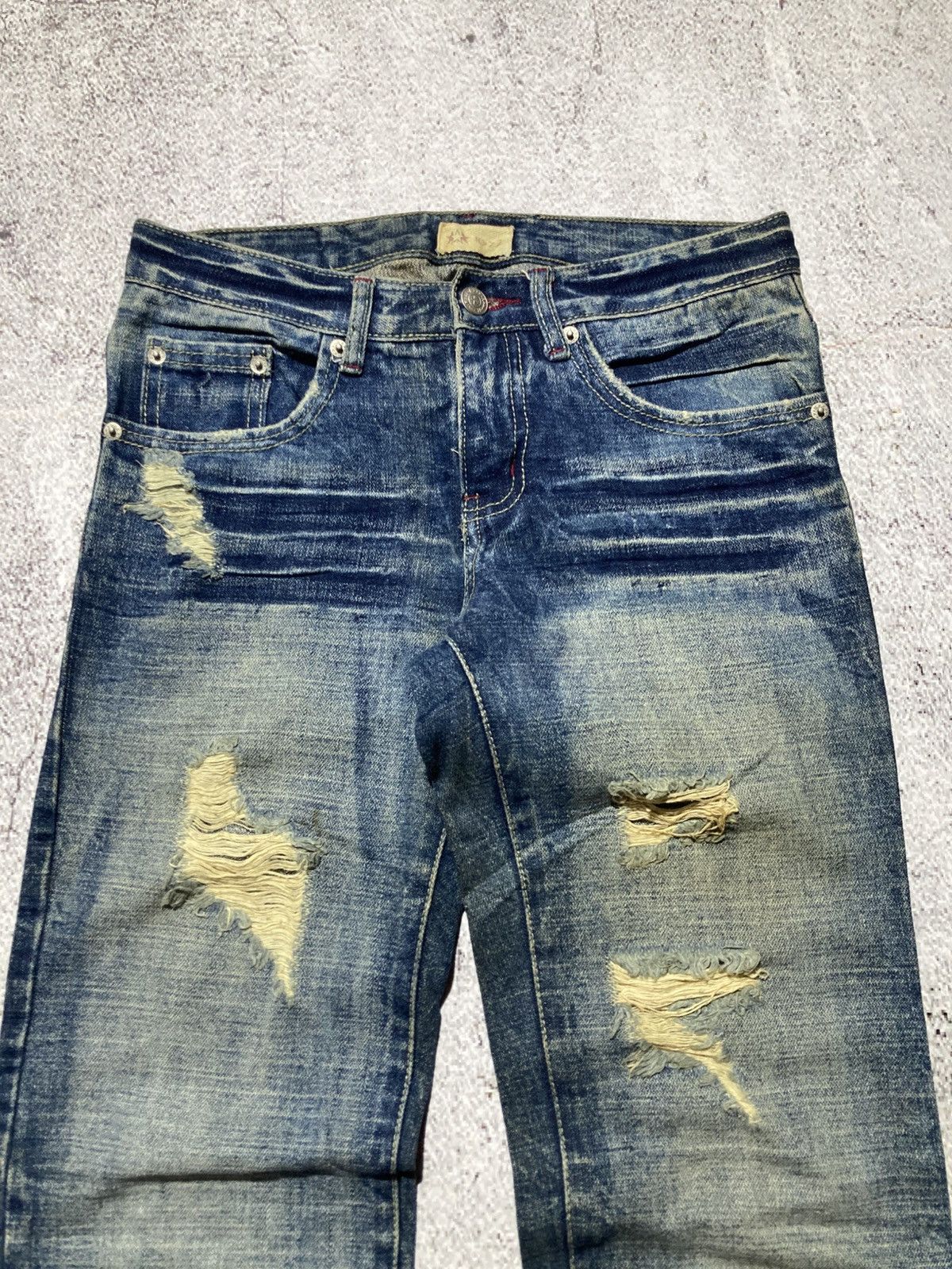 Japanese Brand 2000s Star R Distressed Ripped Lgb Punk Style Pants Jeans Size US 28 / EU 44 - 4 Thumbnail