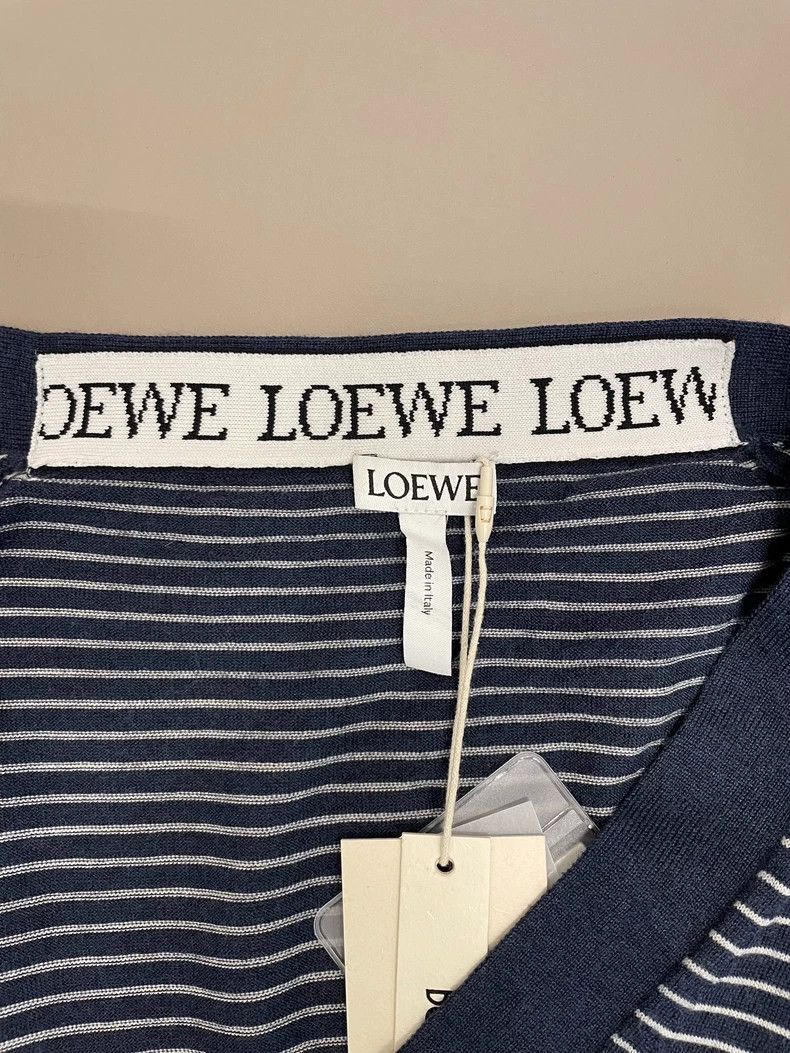 Loewe LOEWE Blue and white striped wool long sleeve sweater Size S / US 4 / IT 40 - 3 Thumbnail