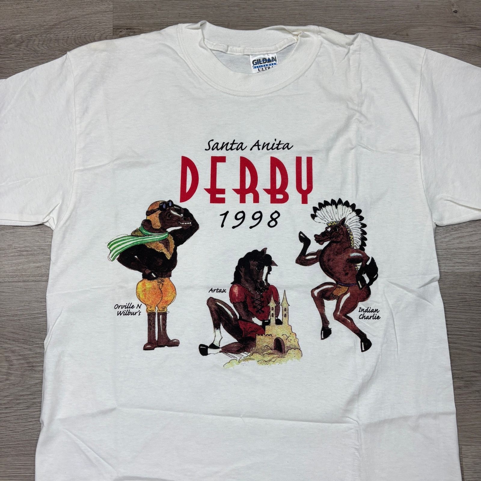 Gildan × Vintage VTG 1998 Santa Anita Derby Horse Racing T Shirt Men's Large Size US L / EU 52-54 / 3 - 2 Thumbnail
