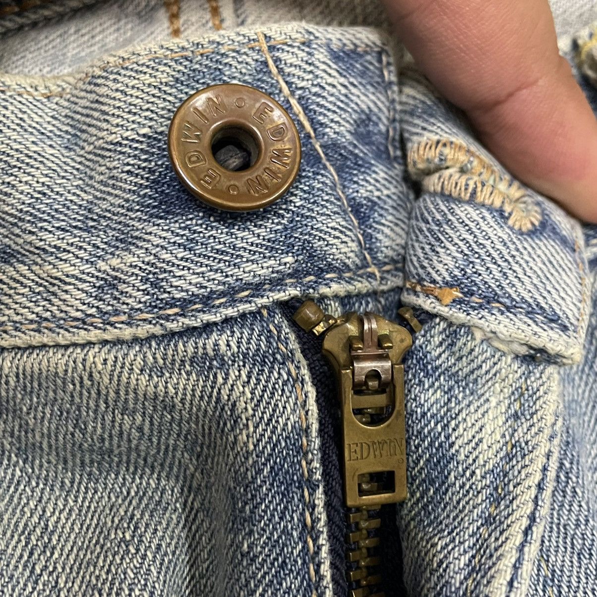 Edwin 🔥Edwin 505 Stoned Washed Ripped Distress Dirty Selvedge Jean Size US 35 - 15 Thumbnail