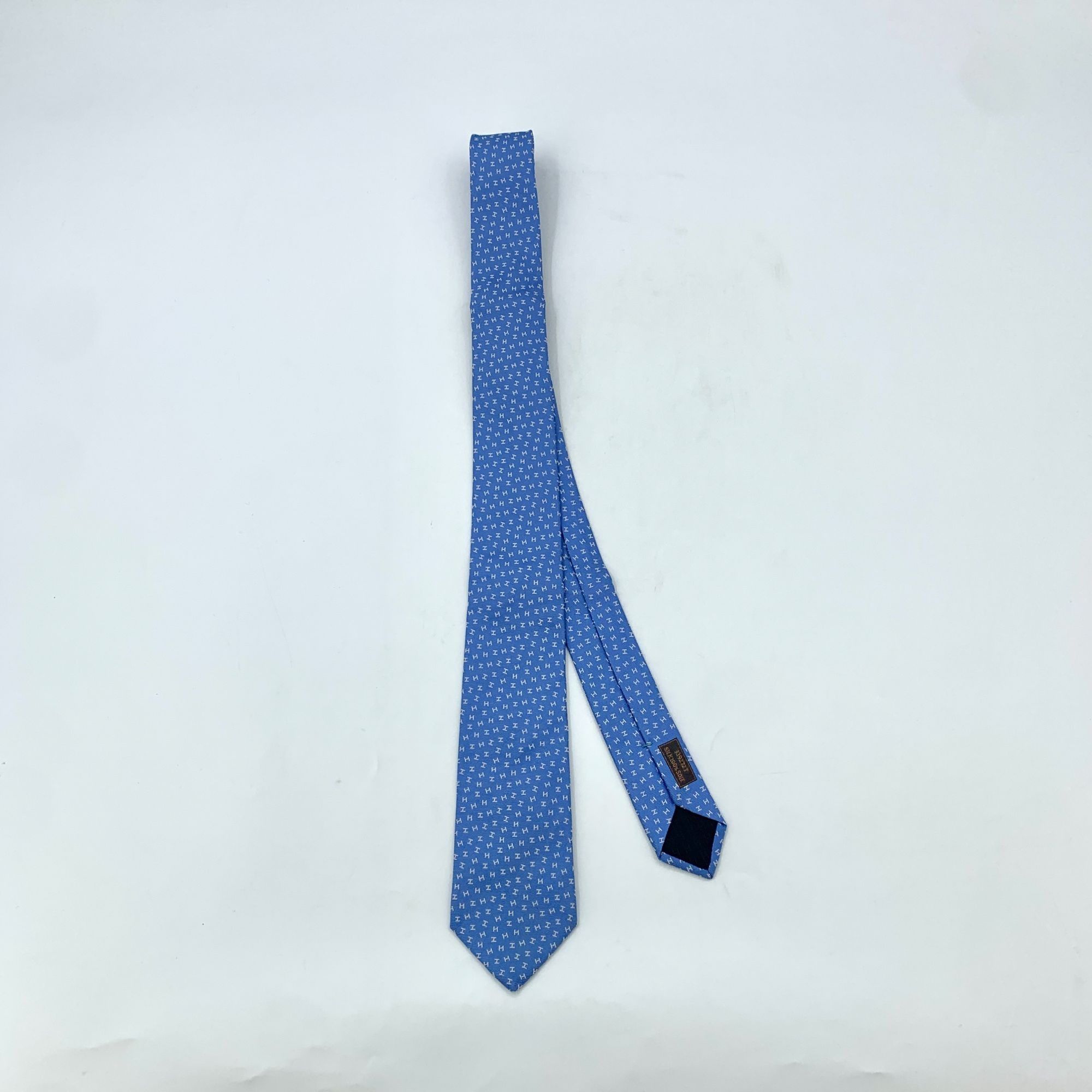 Hermes Hermes Paris Mens Blue "H" Pattern 100% Silk Tie 148cm x 7cm Size ONE SIZE - 1 Thumbnail