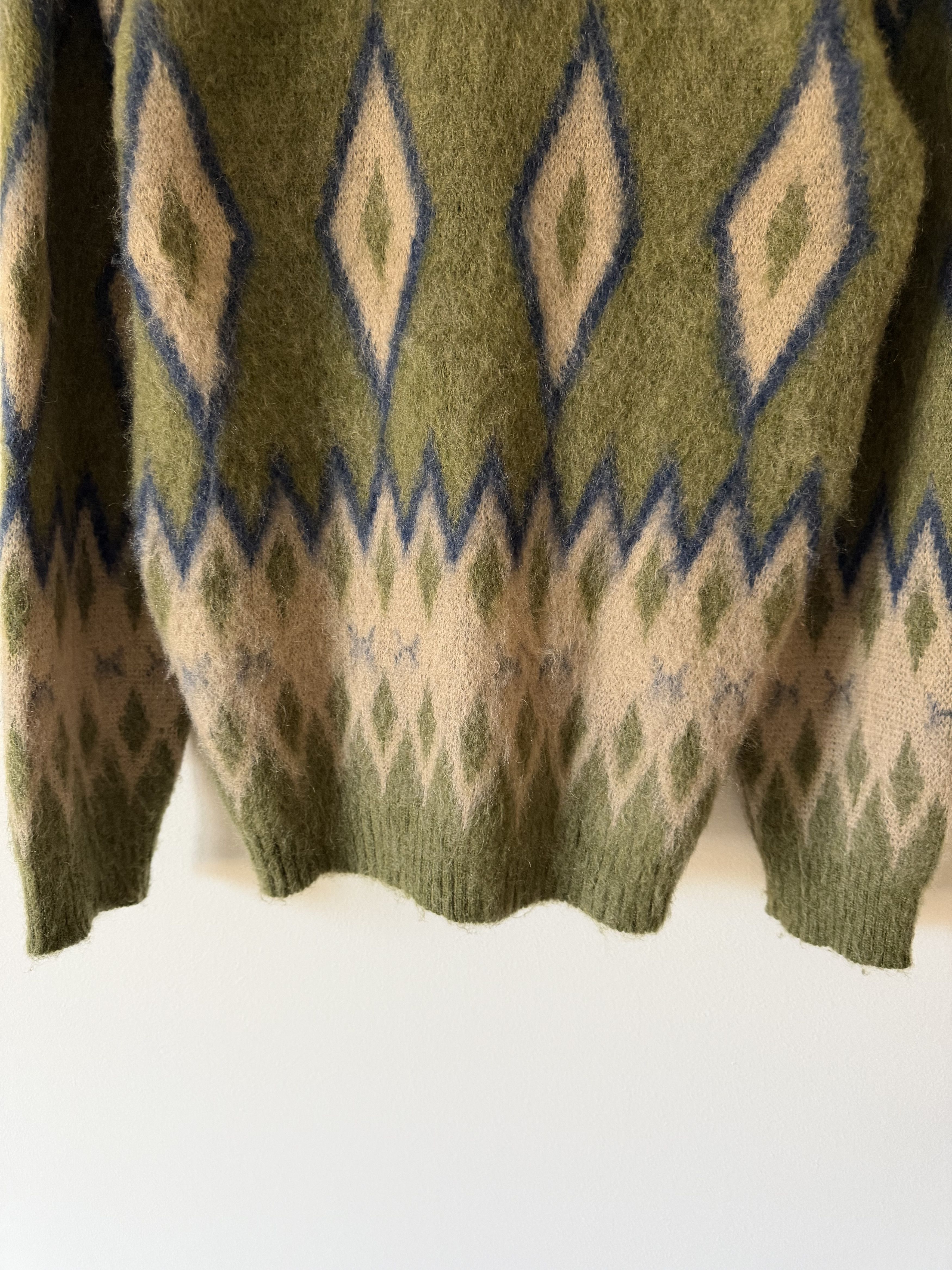 Needles Needles Mohair Diamond Cardigan in Olive Green Size US XL / EU 56 / 4 - 7 Thumbnail