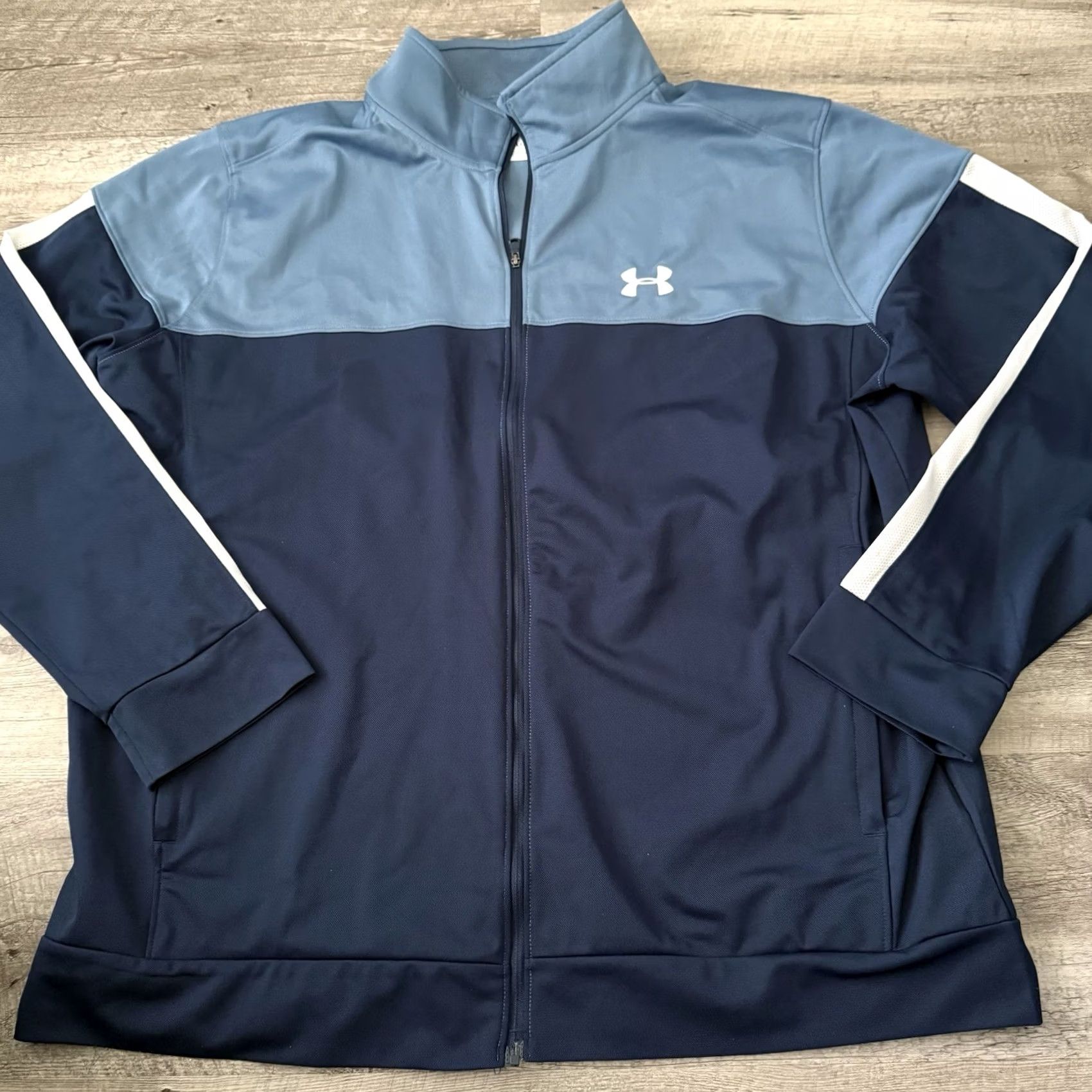 Under Armour Under Armour Mens Track Jacket 2XL Blue Full Zip Performance Sportstyle Pique Size US XXL / EU 58 / 5 - 6 Thumbnail