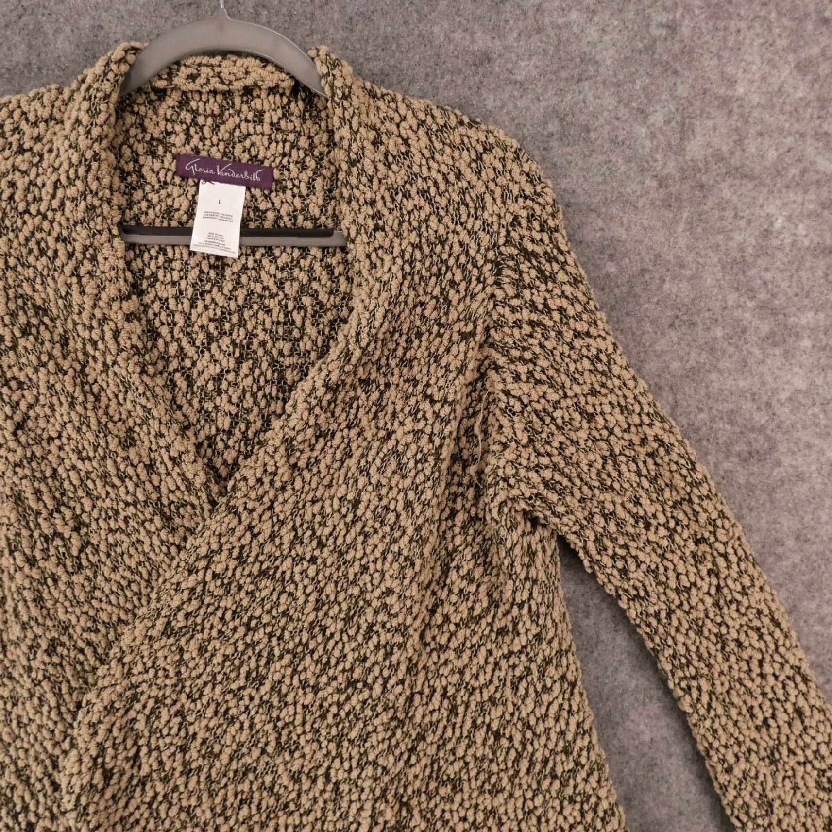 Gloria Vanderbilt Gloria Vanderbilt Cardigan Womens Medium Brown Open Front Long Sleeve Sweater Size L / US 10 / IT 46 - 6 Thumbnail