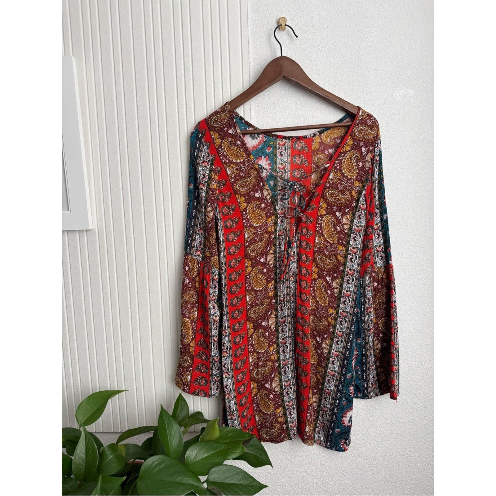 Billabong Billabong Rainy Roads Teal Print Boho Mini Dress Size M / US 6-8 / IT 42-44 - 5 Thumbnail