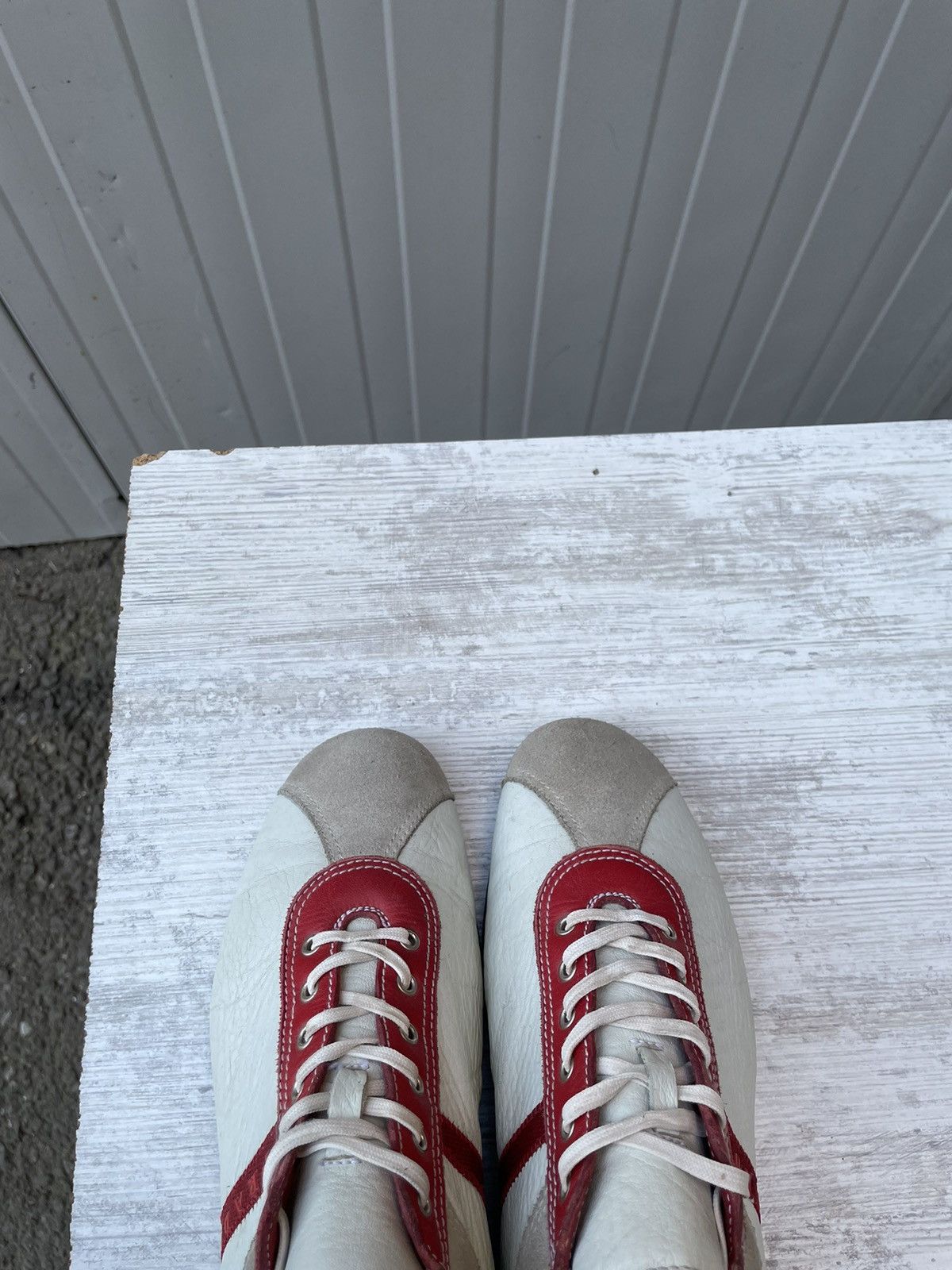 Miu Miu × Prada Vintage Italy Made 🇮🇹 Prada 3200 Red Stripe Leather Sneakers Size US 9.5 / IT 39.5 - 15 Thumbnail