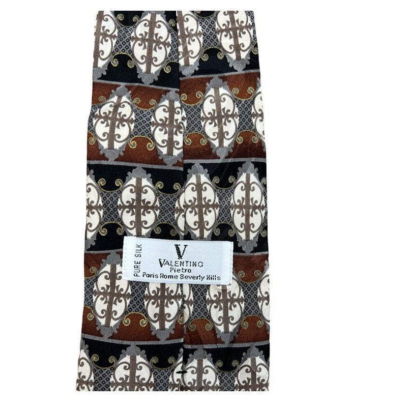 Valentino Valentino | Men's Silk Tie | Vintage Black Classic Print Size ONE SIZE - 1 Thumbnail