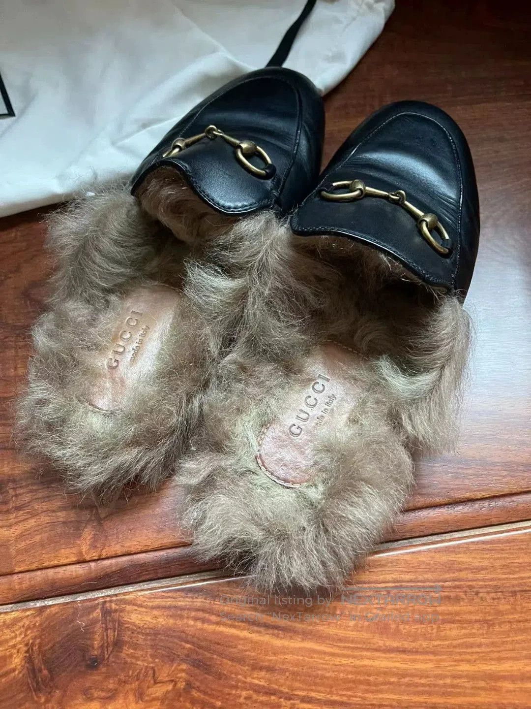 Gucci Gucci Black Fur Slip-On Loafers. Size US 6 / IT 36 - 2 Thumbnail
