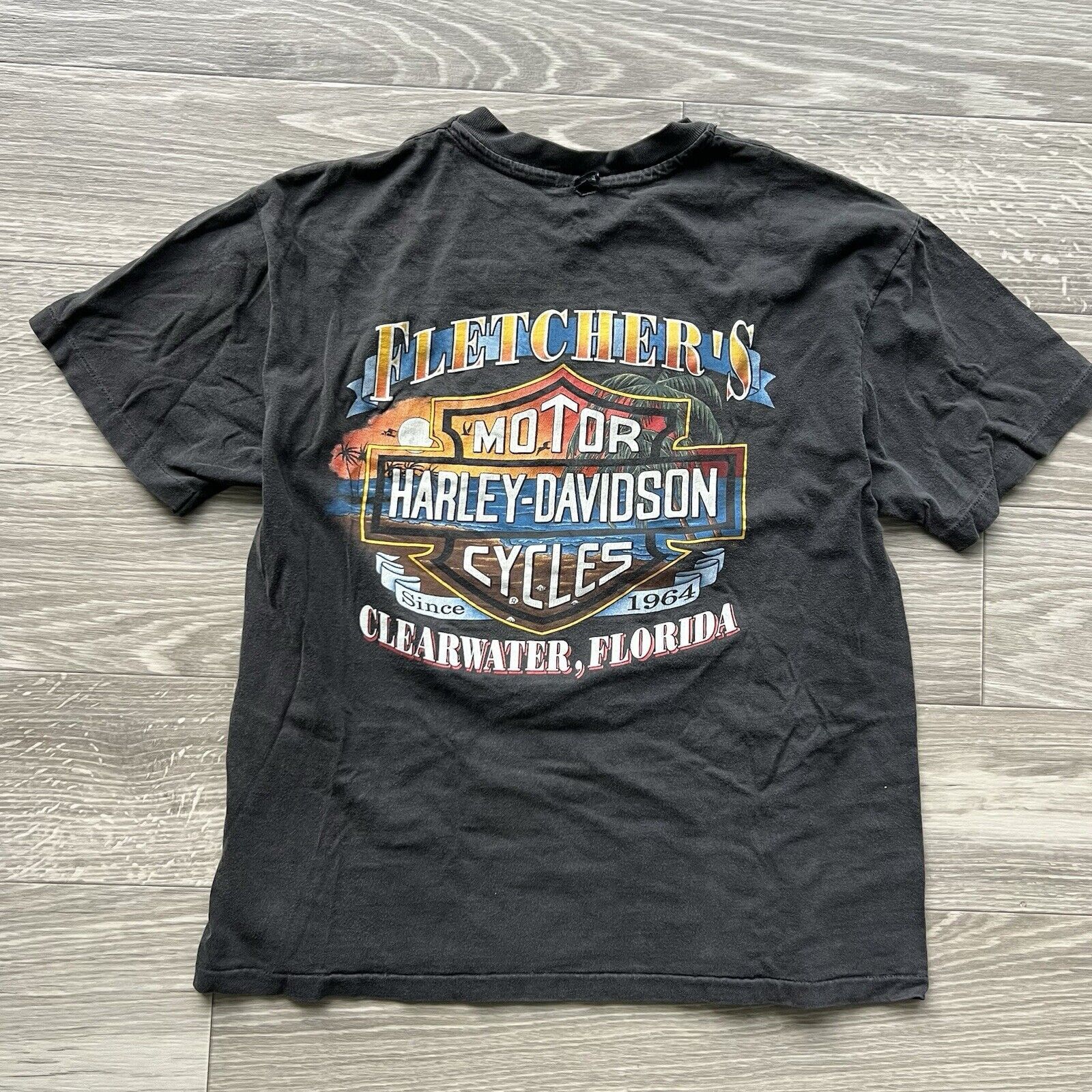 Harley Davidson Vintage 90s Harley Davidson Clearwater Florida Faded t shirt Size US L / EU 52-54 / 3 - 4 Thumbnail