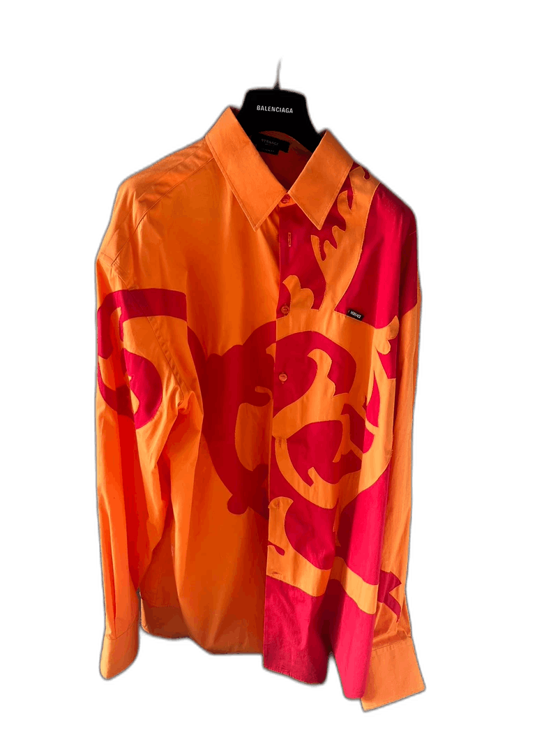 Versace Versace Orange Oversized Long Sleeve Shirt - dmc Size L / US 10 / IT 46 - 1 Thumbnail