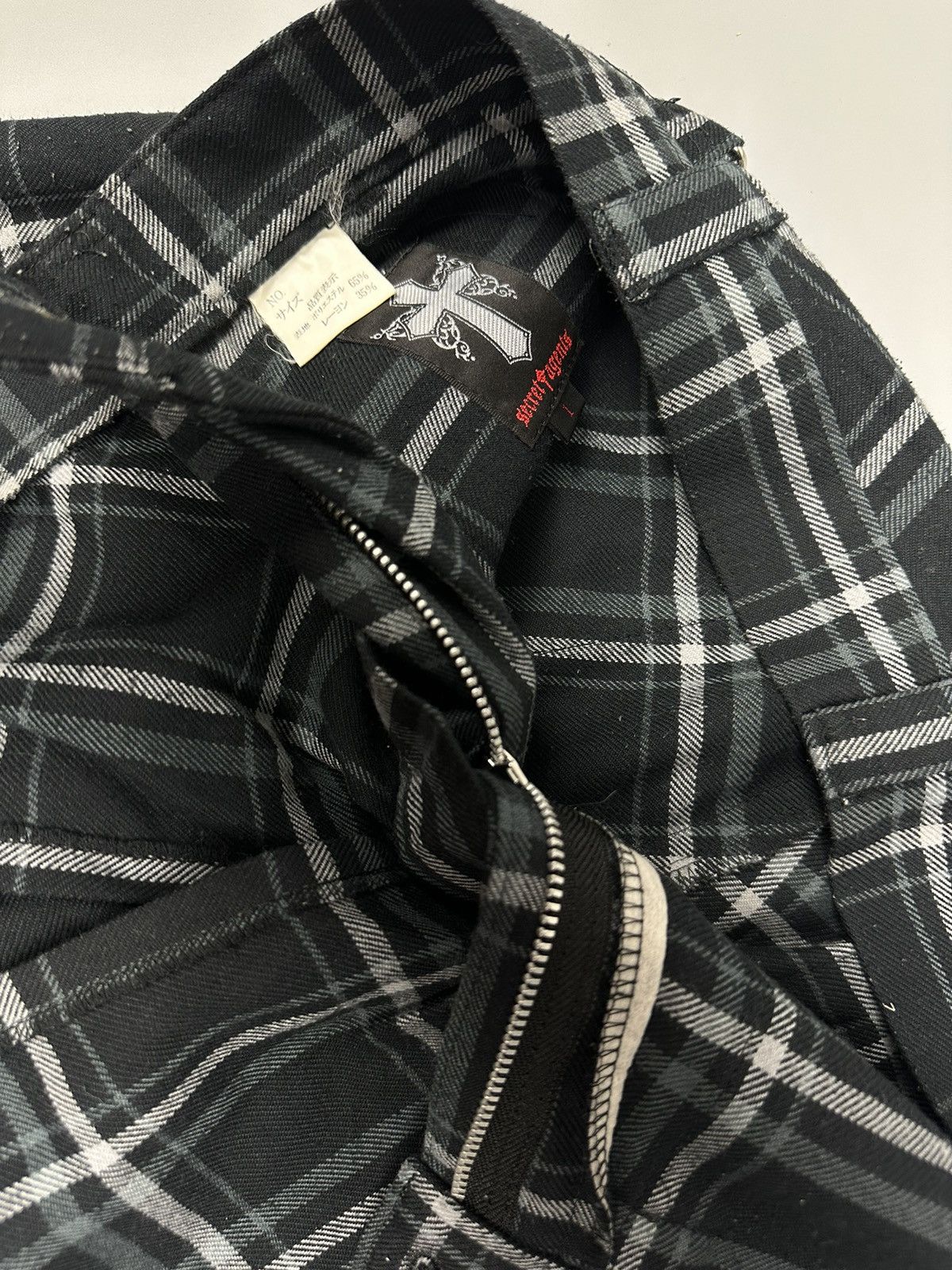 Seditionaries 🔥Sick🔥 Secret Agents Bondage Multi Zipper Checkered Pants Size US 27 - 9 Thumbnail