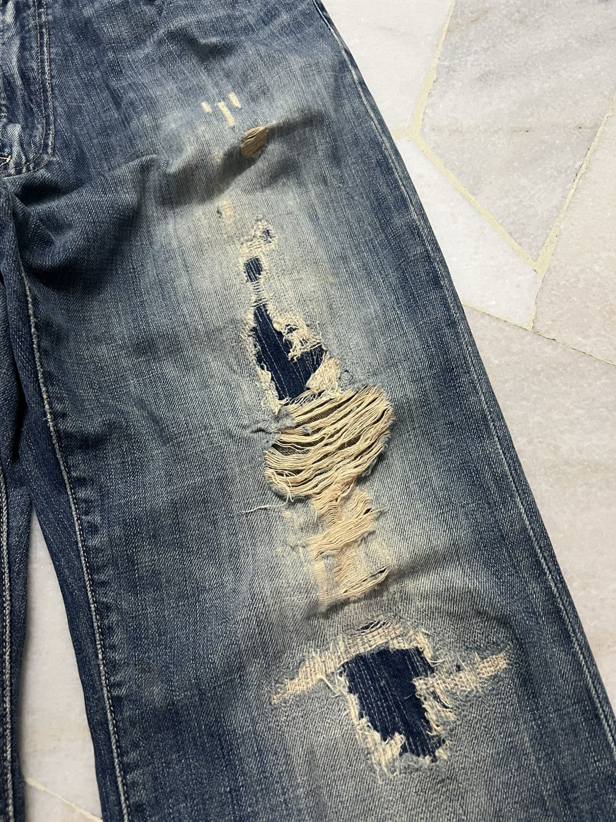 Japanese Brand 💥Flare💥Vintage Abercrombie & Fitch Distress Ripped Jean Size US 32 / EU 48 - 7 Thumbnail