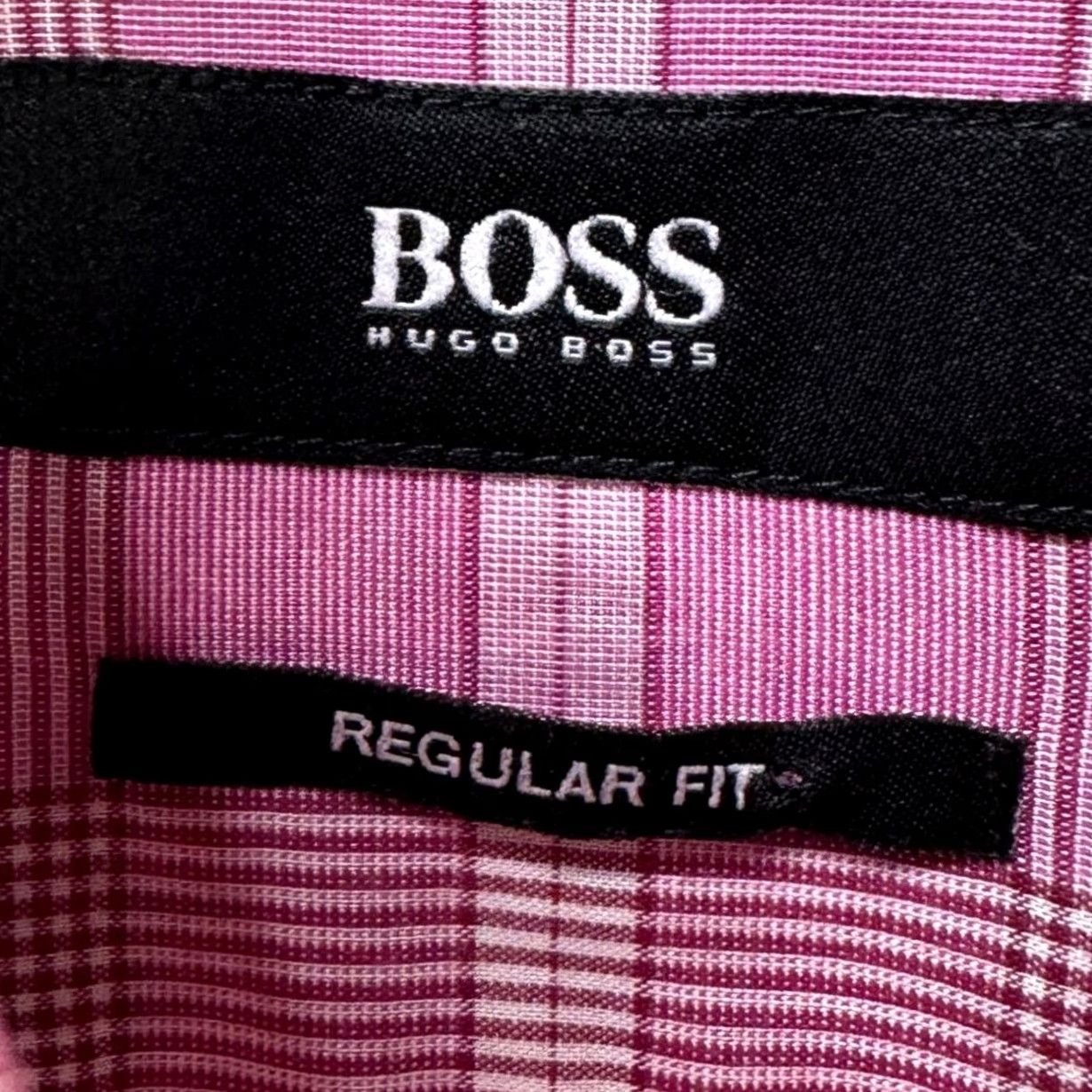Hugo Boss VINTAGE Hugo Boss Shirt Dress Mens 15.5 39 Pink Plaid Regular Fit Long Sleeve Button Up Size 40R - 4 Thumbnail