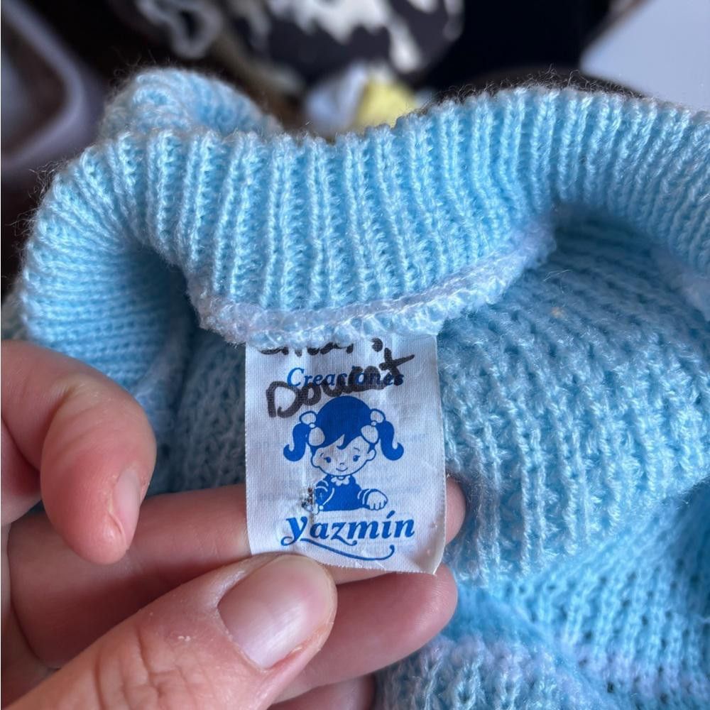 Designer Vintage Création Yazmin Blue and White Knitted Two-Piece Set Size ONE SIZE - 3 Thumbnail