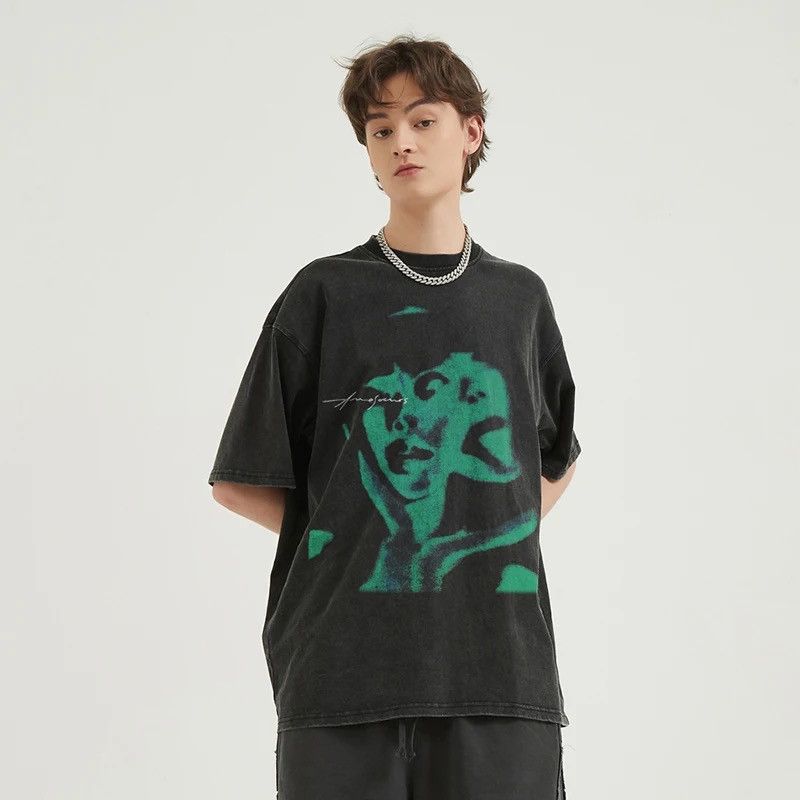 Japanese Brand Oversize Soulmate Shadow Green Graphic T Shirt Size US M / EU 48-50 / 2 - 3 Thumbnail