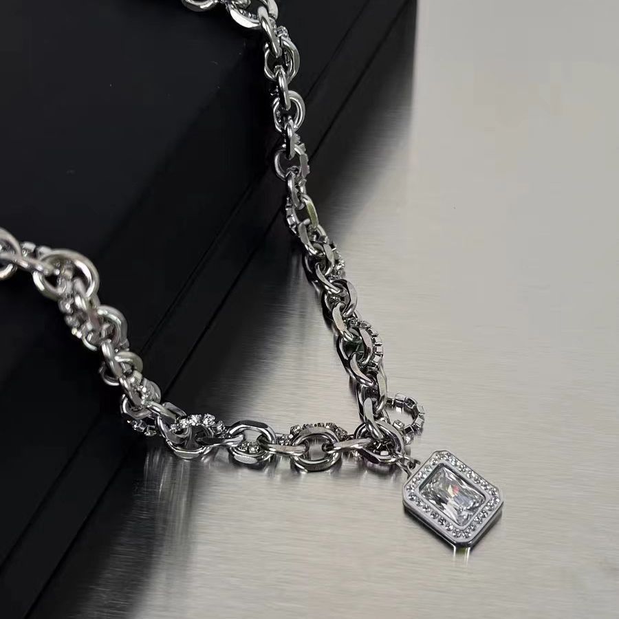 Jewelry Hip Hop Square Zircon Necklace Size ONE SIZE - 7 Thumbnail