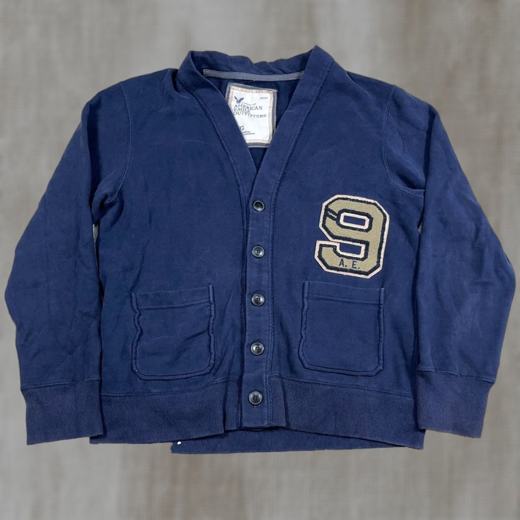 American Eagle Outfitters VINTAGE American Eagle Outfitters Cardigan Sweater Men L Blue Varsity Button Patch Knit Cardigan 80s Logo Modern Preppy Sports Classic Mens Size US L / EU 52-54 / 3 - 1 Thumbnail